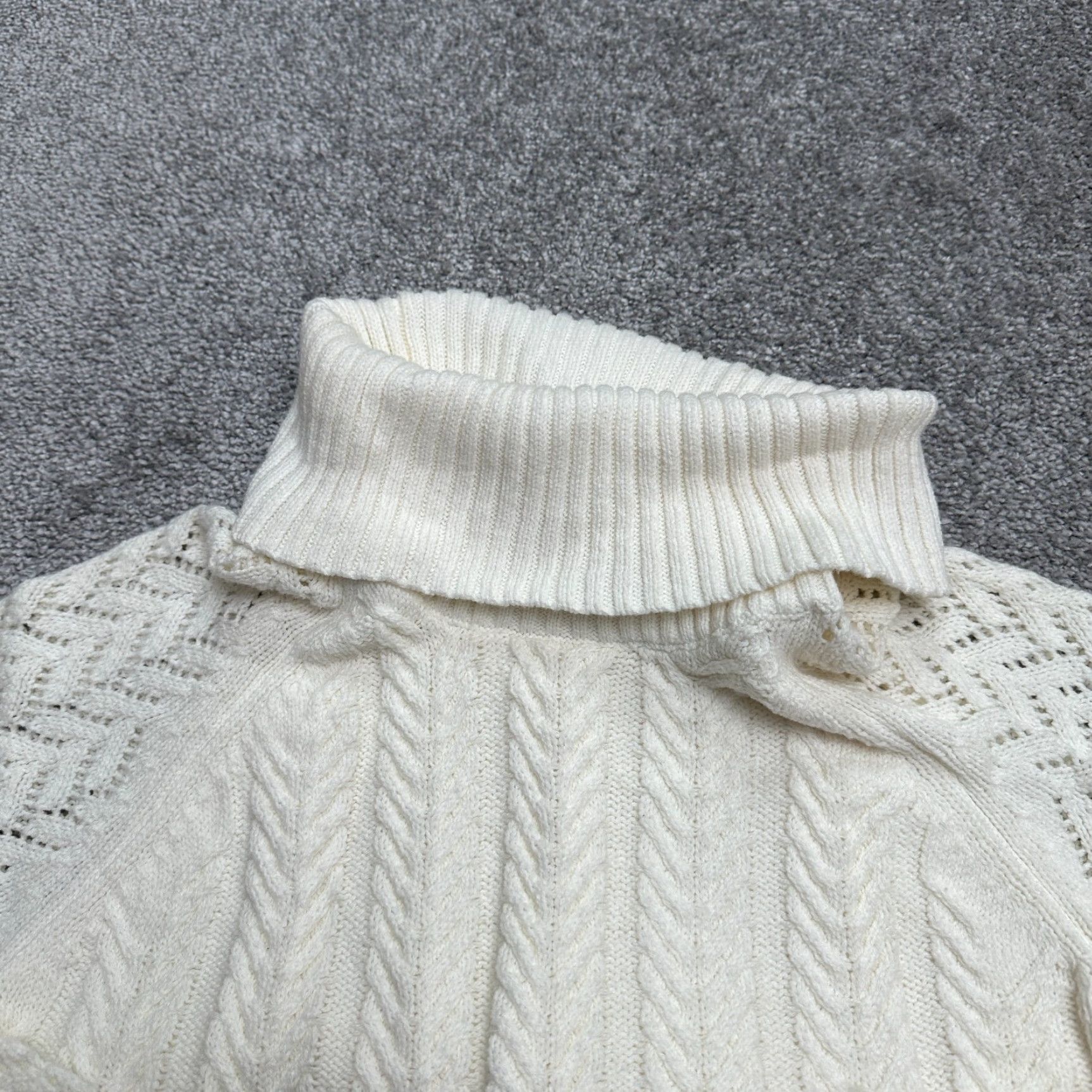 Vince Camuto Vince Camuto Sweater Womens Small Ivory Cable Knit Turtleneck Raglan Long Sleeve Size S / US 4 / IT 40 - 3 Thumbnail
