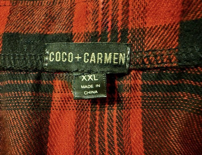 Other Coco + Carmen Red Black Buffalo Plaid Flannel Shirt Dress Size XXL / US 16-18 / IT 52-54 - 3 Thumbnail