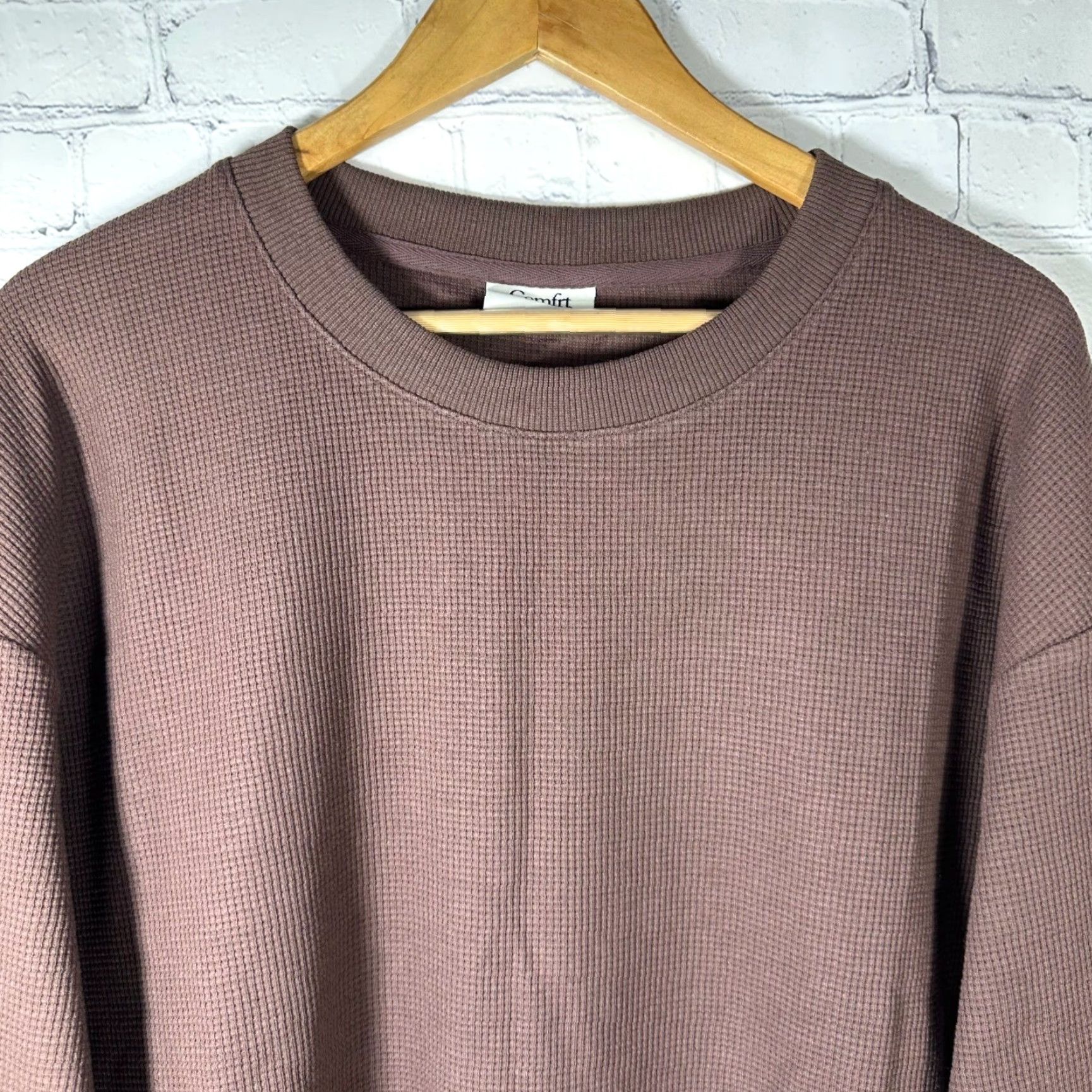 Vintage Comfrt Good Days Ahead waffle knit sweatshirt Brown Oversized Crewneck M Mens Size US M / EU 48-50 / 2 - 2 Thumbnail