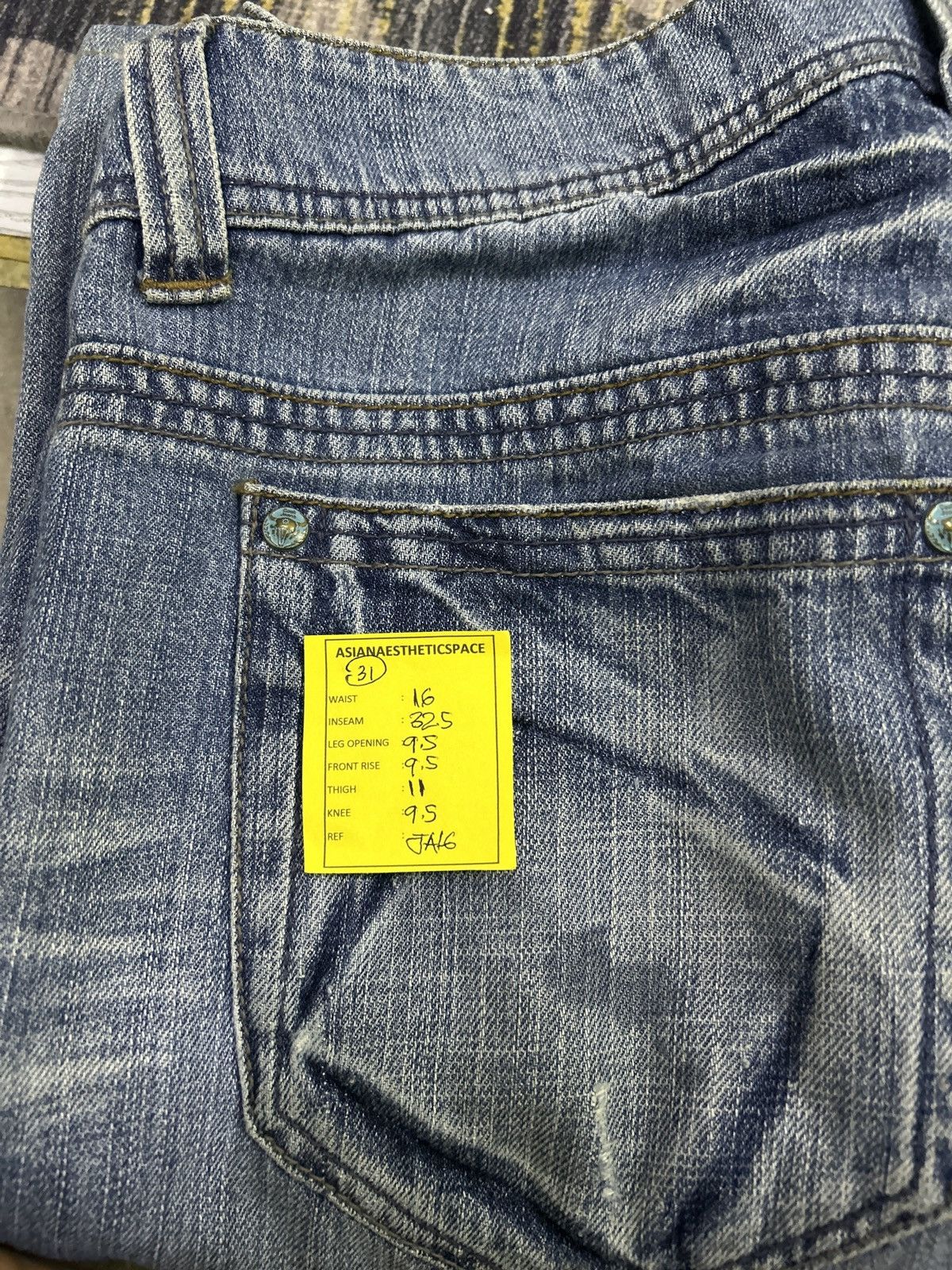 Japanese Brand Cook Jeans Baggy Distressed Denim Knee Panel Whisker Stacked Size US 31 - 25 Thumbnail