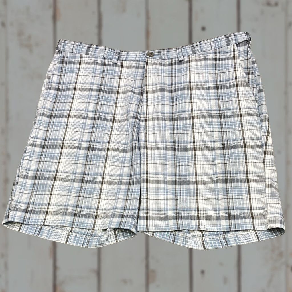 Haggar Haggar Premium Chino Shorts Men 40x9 Blue Gray Plaid Knit Stretch 9 Inseam Big & Tall Slim Classic Button Closure Flat Front Color Multicolor 6608 Size US 40 / EU 56 - 1 Thumbnail
