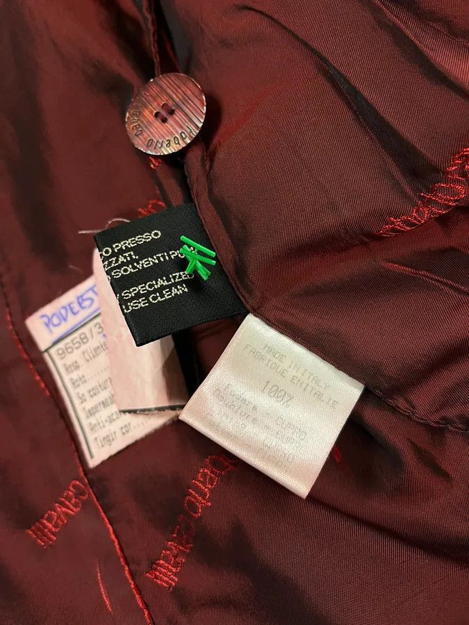 Roberto Cavalli FW2000 Roberto Cavalli Red Crocodile Embossed Leather Trench Coat Size L / US 10 / IT 46 - 10 Thumbnail