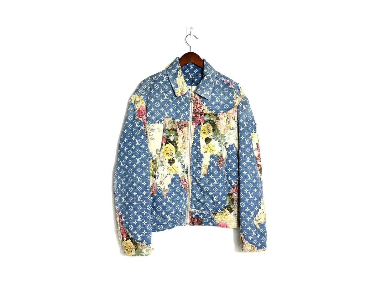 image of Louis Vuitton Destroyed Workwear Denim Jacket in Blue, Men's (Size Small)