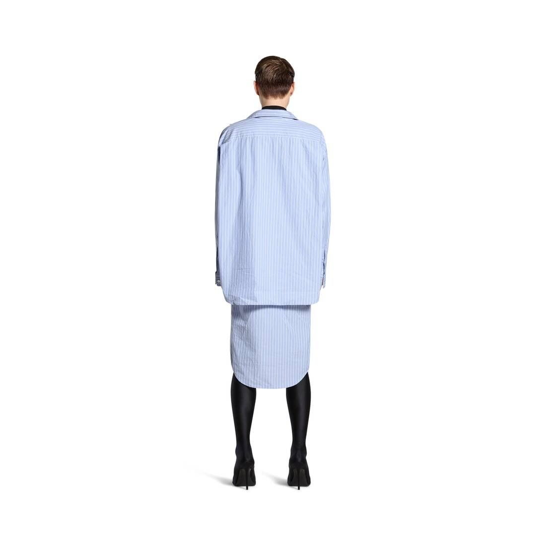 Balenciaga oc11z0825 BB Classic Layered Shirt Dress in Light Blue/White Size XS / US 0-2 / IT 36-38 - 4 Thumbnail