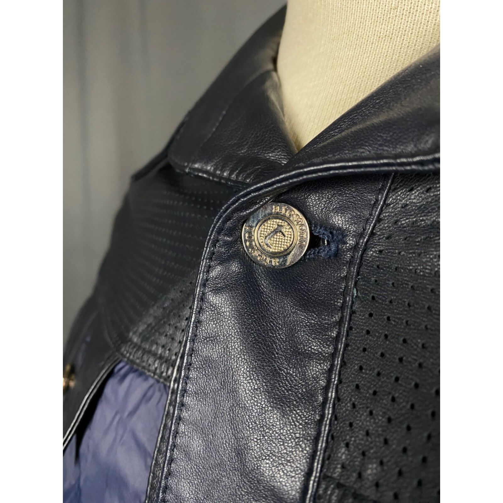 Testoni MINT! A.Testoni Men's Blue Black Nylon Leather Jacket Size M Size US M / EU 48-50 / 2 - 7 Thumbnail
