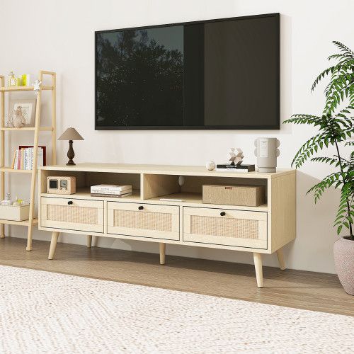 Designer × Homemade Rattan TV Stand with Solid Wood Feet, TV Console Table for L Size US L / EU 52-54 / 3 - 2 Thumbnail