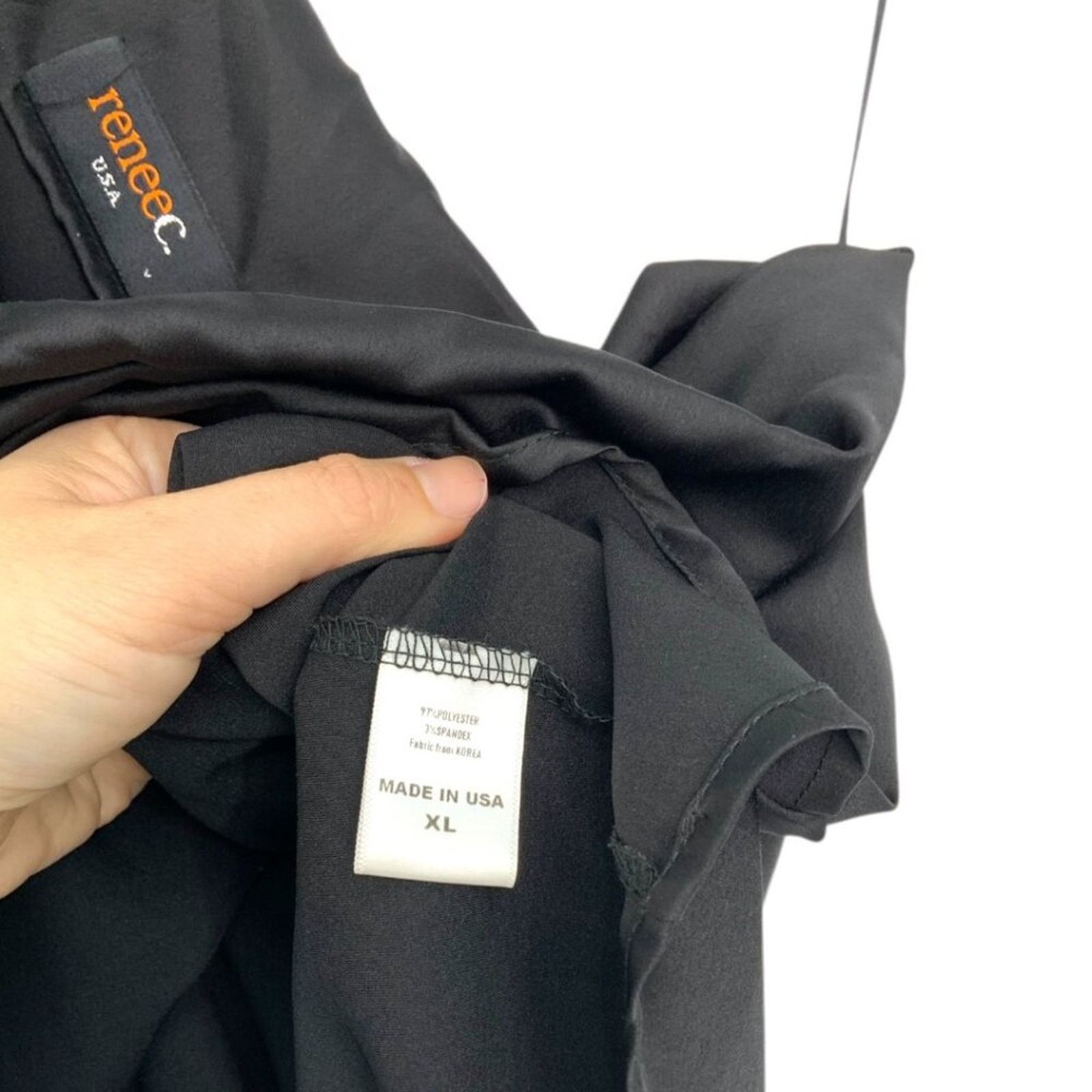 Other Renee C Satin One Shoulder Ruched Top Black XL NWOT $121 MSP Size XL / US 12-14 / IT 48-50 - 6 Thumbnail