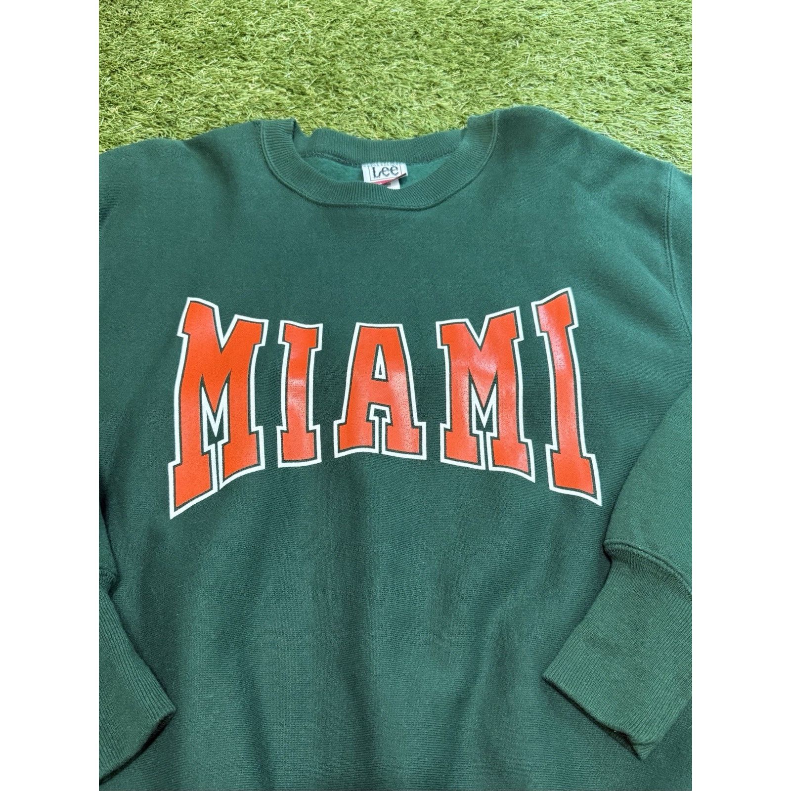 Lee VTG 90s Lee Cross Grain Miami Hurricanes Sweatshirt Green L Size US L / EU 52-54 / 3 - 3 Thumbnail