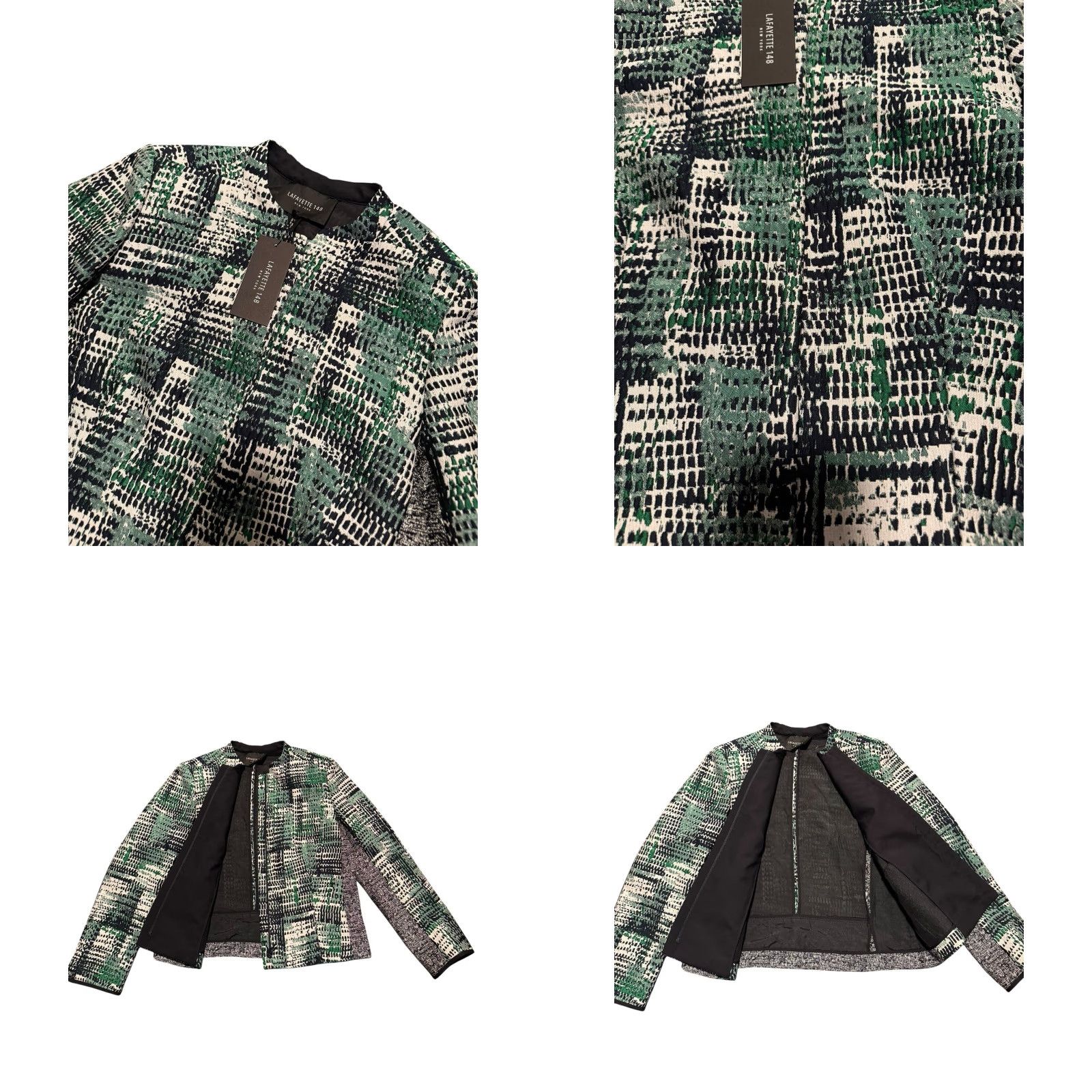 Vintage VINTAGE Lafayette 148 Green Geometric Tweed PatternEvening Jacket Women's Full Zip Sz 10 NWT Size L / US 10 / IT 46 - 8 Thumbnail