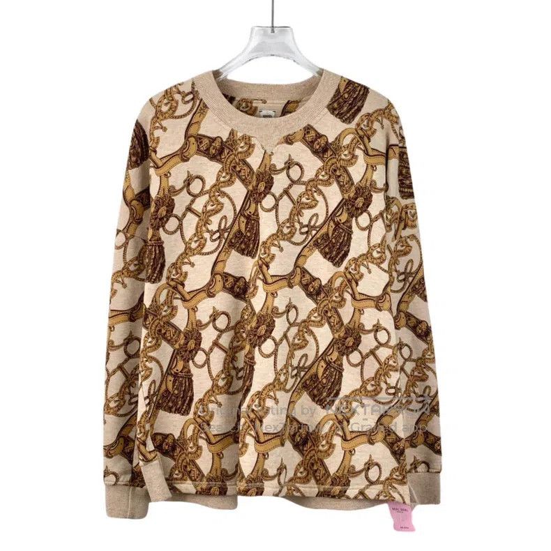 Hermes Hermes Color-blocked chain print cotton round neck long sl Size XS / US 0-2 / IT 36-38 - 1 Thumbnail
