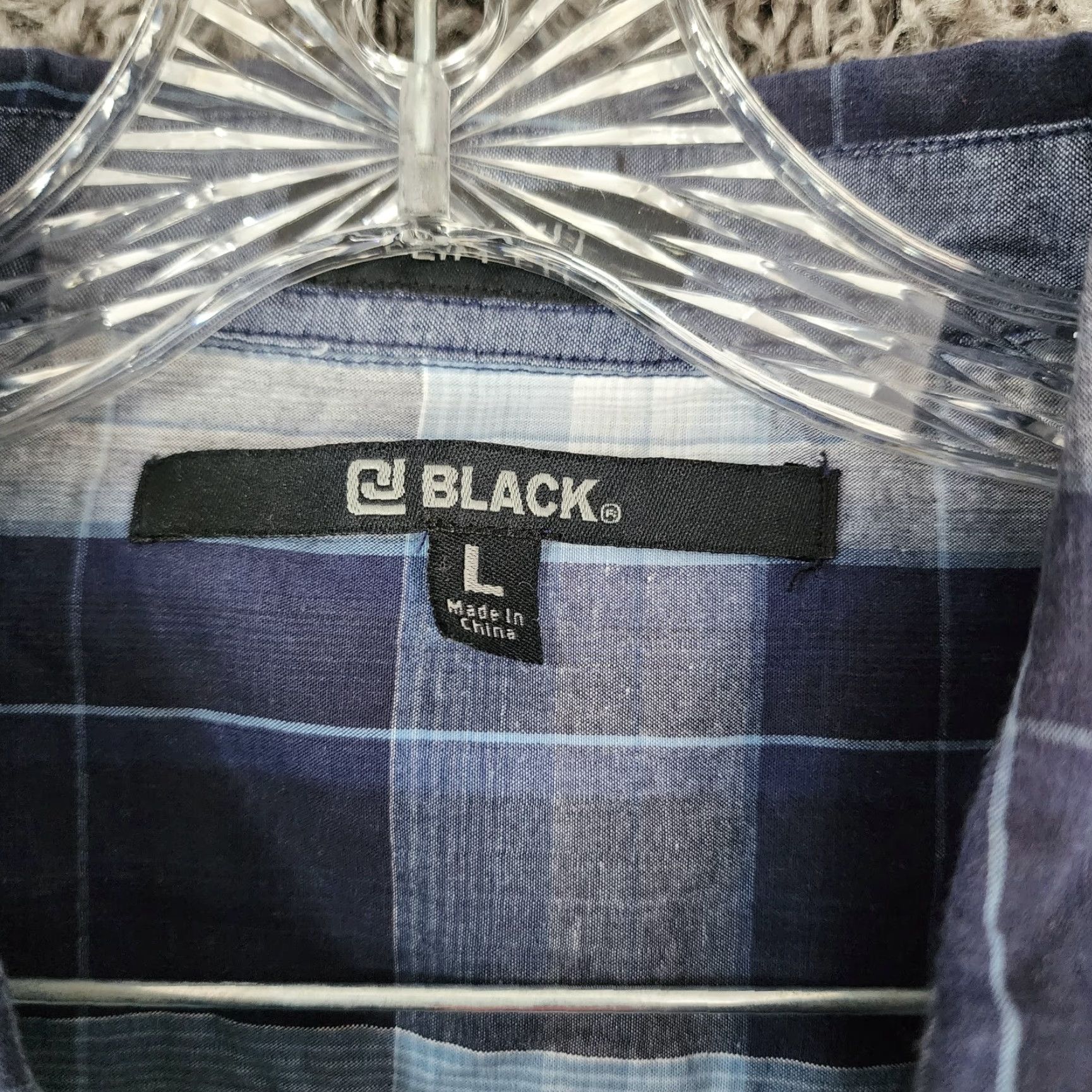 Vintage CJ Black Mens Button-Up Shirt Plaid Long Sleeve Slim Fit Size L Blue Size US L / EU 52-54 / 3 - 5 Thumbnail