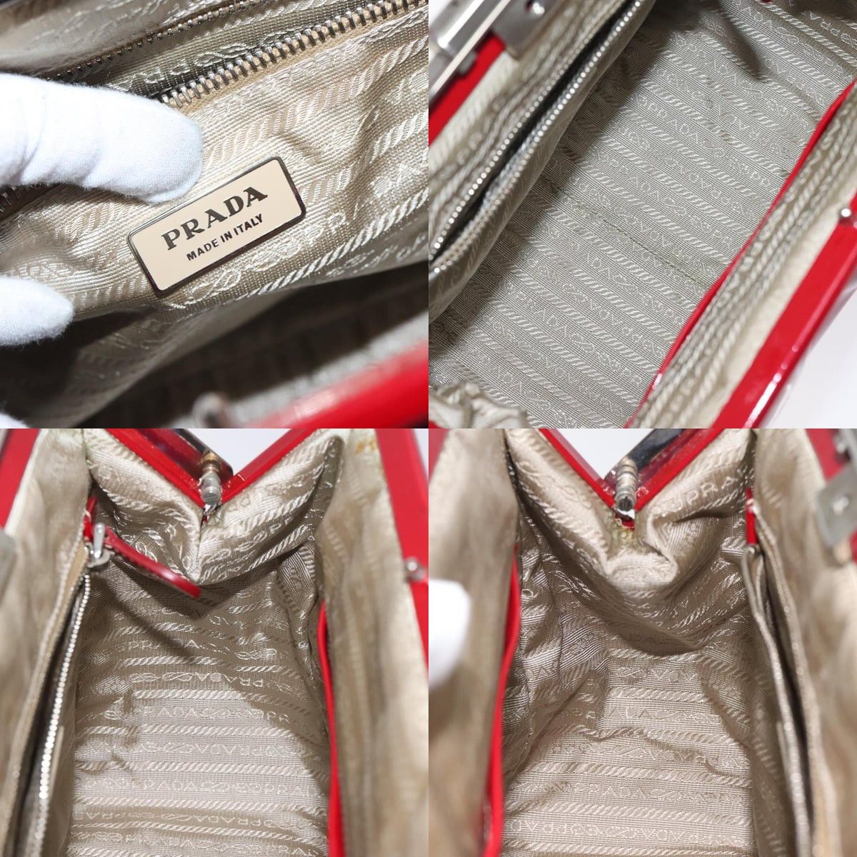 Prada PRADA Hand Bag Enamel Red Silver Size ONE SIZE - 12 Thumbnail