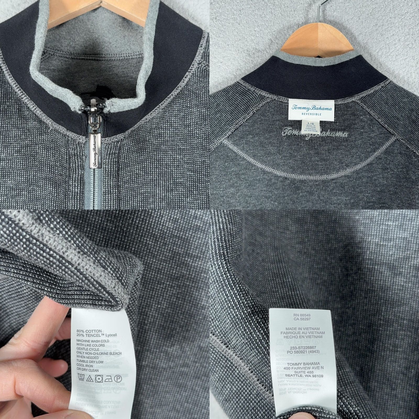 Tommy Bahama Tommy Bahama Vest Mens L Gray Flip Coast Reversible Full Zip Casual Layering Size US L / EU 52-54 / 3 - 9 Thumbnail