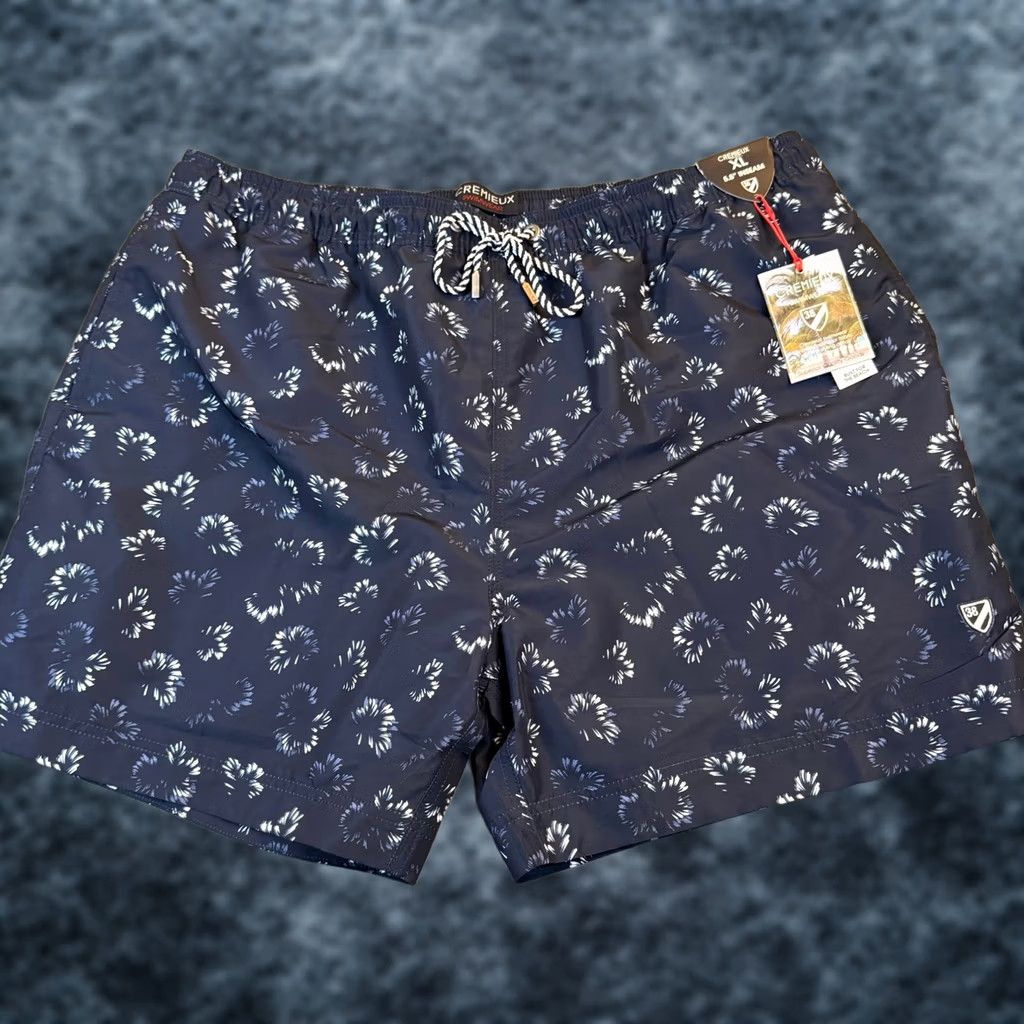 Cremieux Cremieux Floral Swim Trunks Mens XL Navy Blue 5.5 Inseam NWT Water-Repellent UV-Protection Pockets Drawstring Lined Beach Bottoms Pattern: Floral Palm Size US 36 / EU 52 - 1 Thumbnail