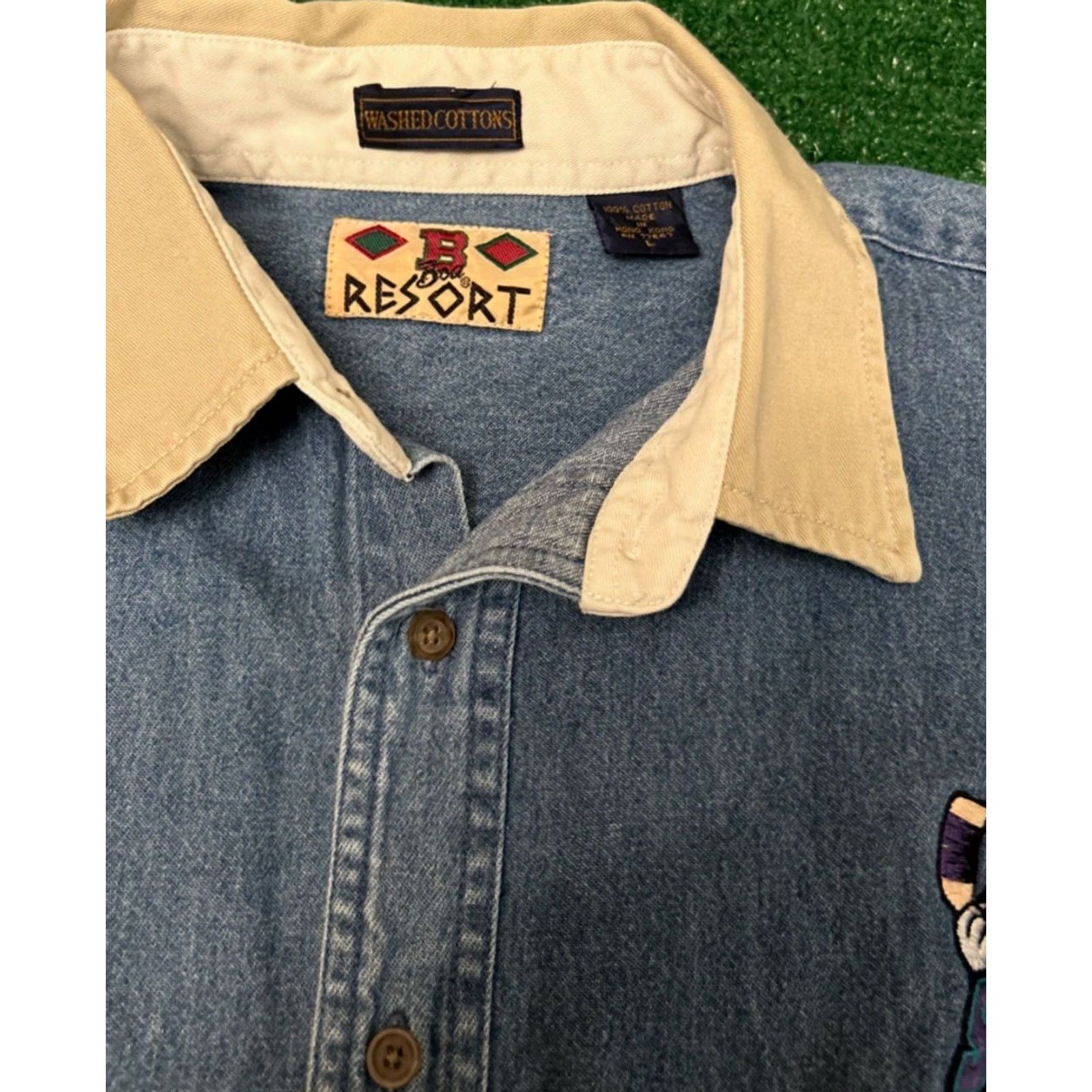 Denime VINTAGE Orlando Solar Bears Embroidered Denim Button Up Shirt Mens Large Size US L / EU 52-54 / 3 - 3 Thumbnail
