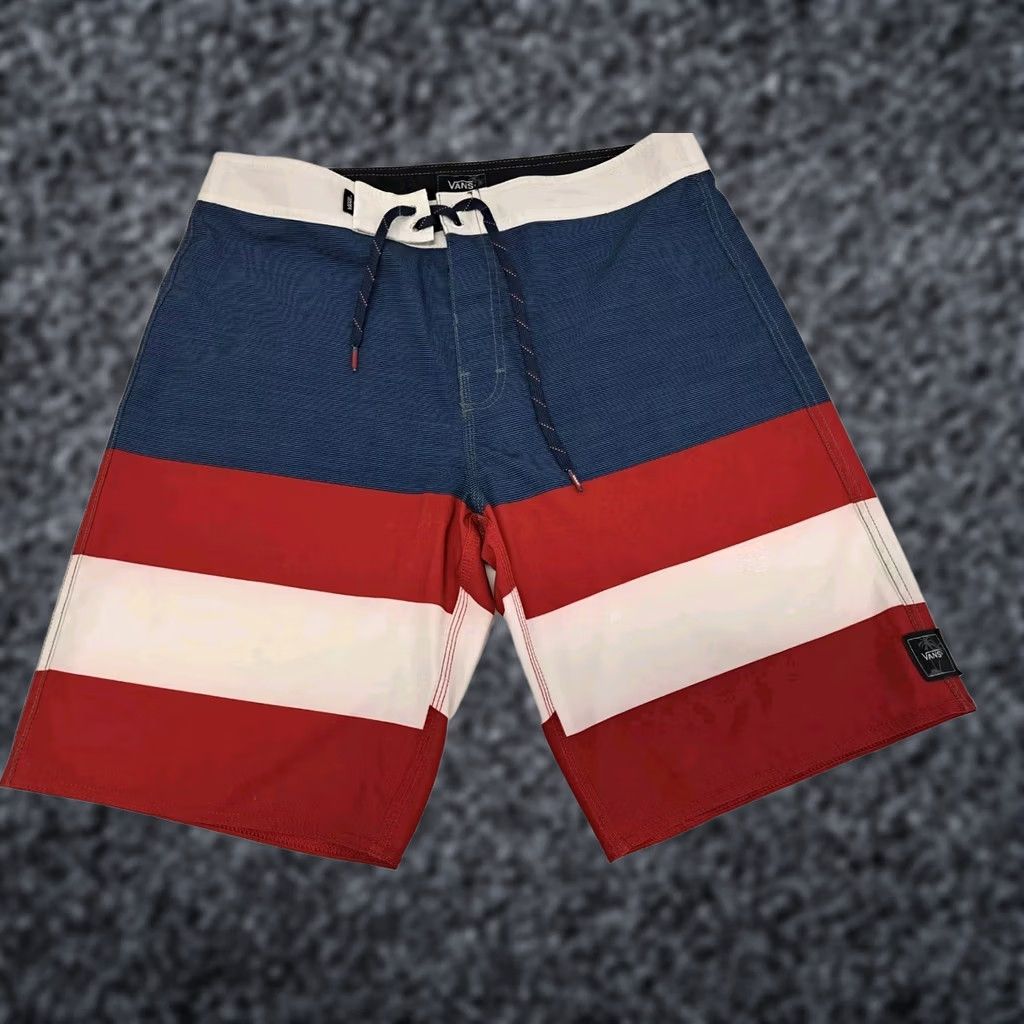 Vans VANS Men’s Board Shorts Striped Red White Blue Back Pocket Zip Size 32 Mens Size US 32 / EU 48 - 1 Thumbnail