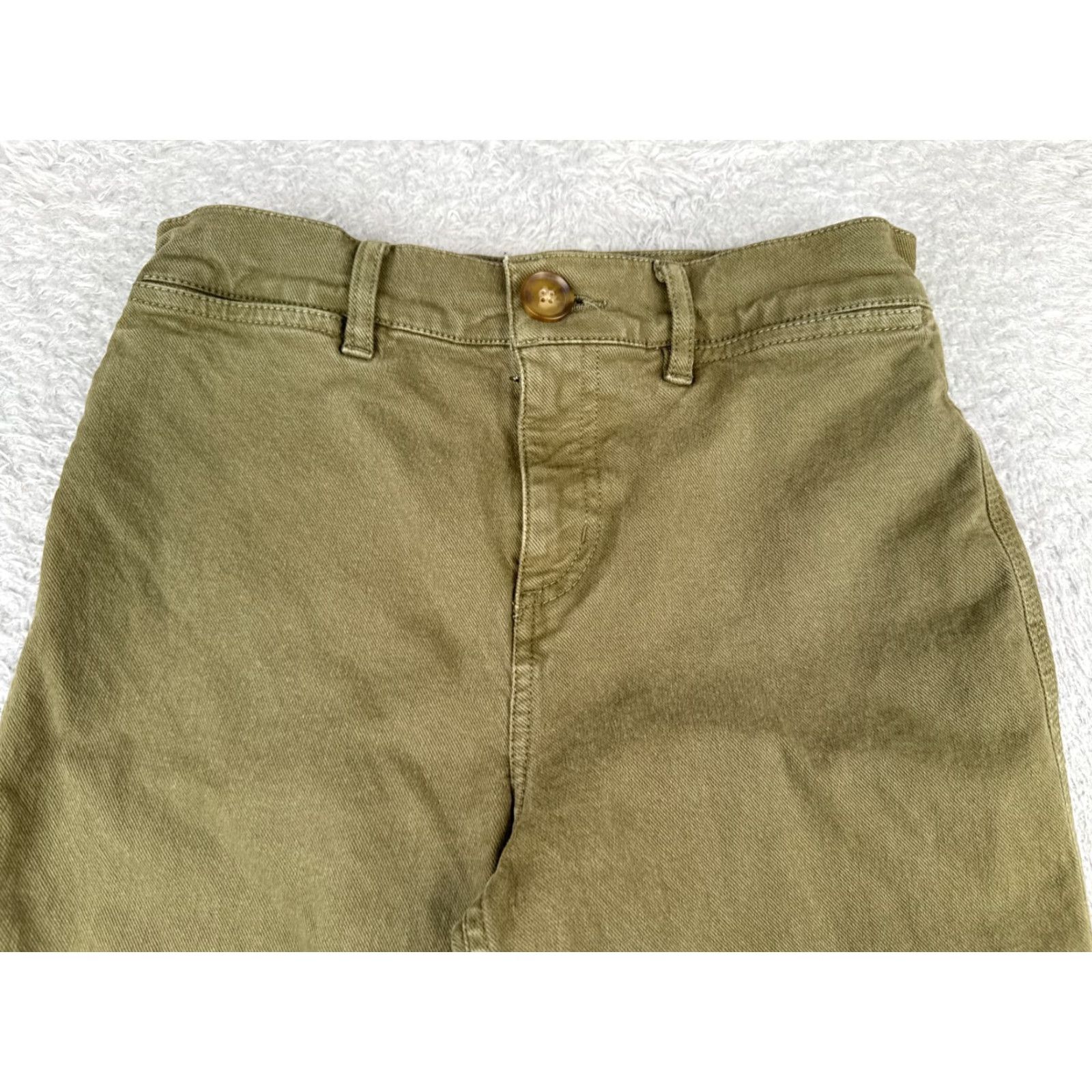 Lou & Grey Lou & Grey Jeans Womens 27 Green Denim Wide Leg Mid Rise Cotton Blend 26x25 Size 27" / US 4 / IT 40 - 4 Thumbnail