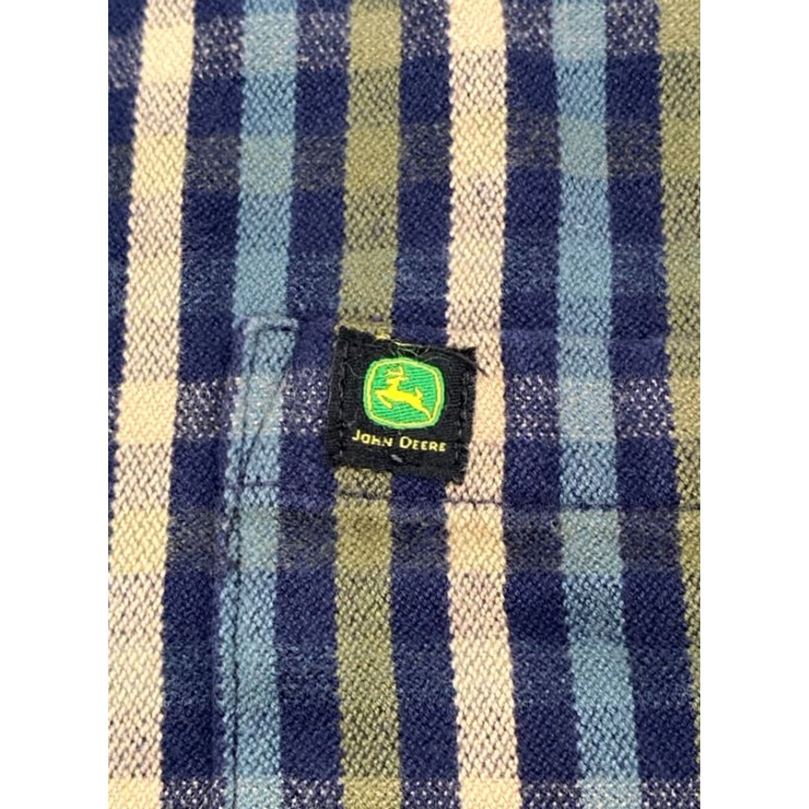 John Deere John Deere Mens Medium Long Sleeve Button-Up Striped Flannel 100% Cotton Shirt Size US XL / EU 56 / 4 - 5 Thumbnail