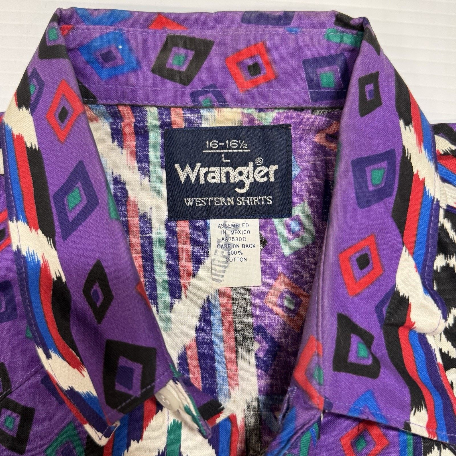 Wrangler VTG Wrangler Brushpopper Western Shirt 16 16.5 Aztec Navajo Size US L / EU 52-54 / 3 - 2 Thumbnail