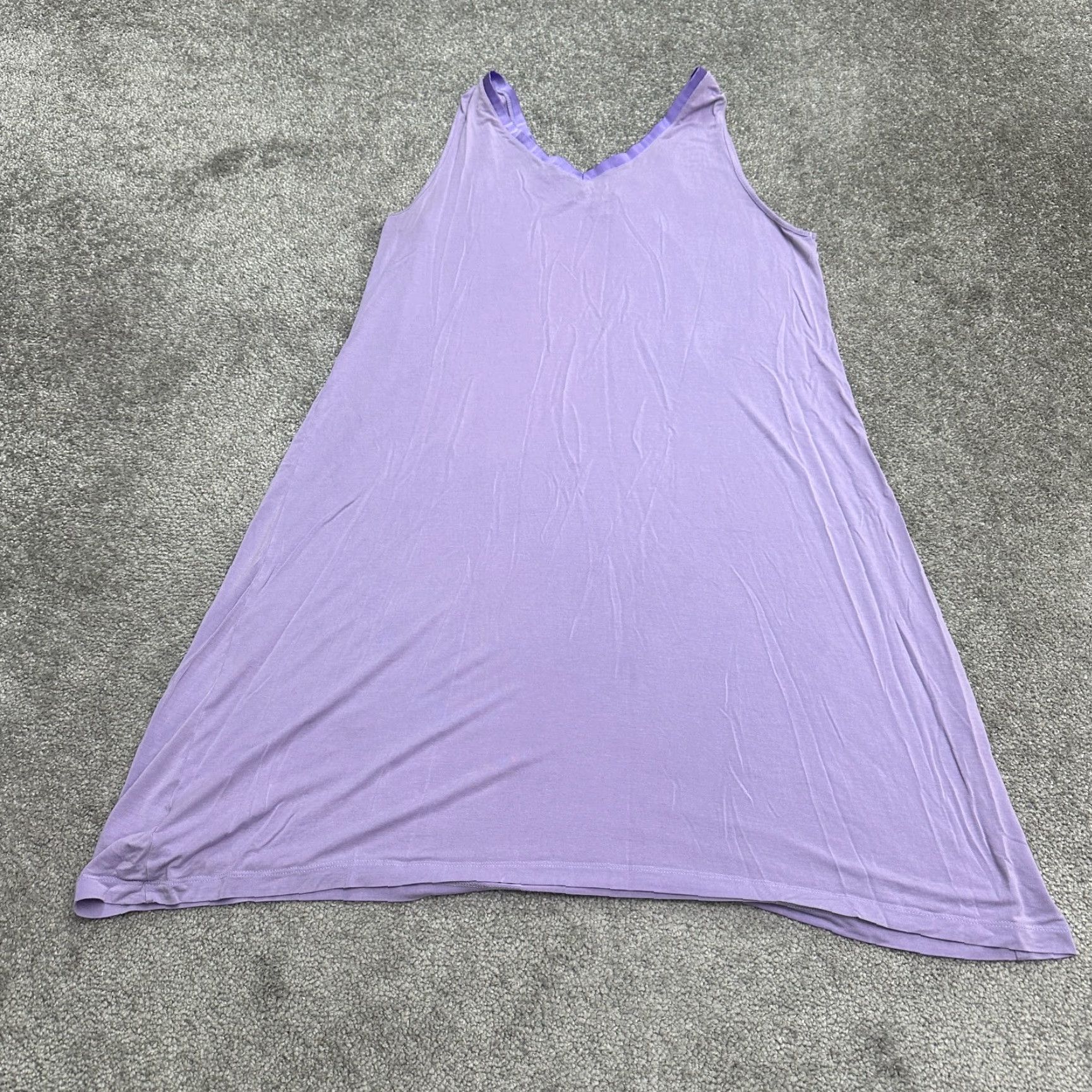 Vintage Tiktik Midi Tank Dress Womens Small Purple V-Neck Lightweight Nightgown Classic Size S / US 4 / IT 40 - 2 Thumbnail