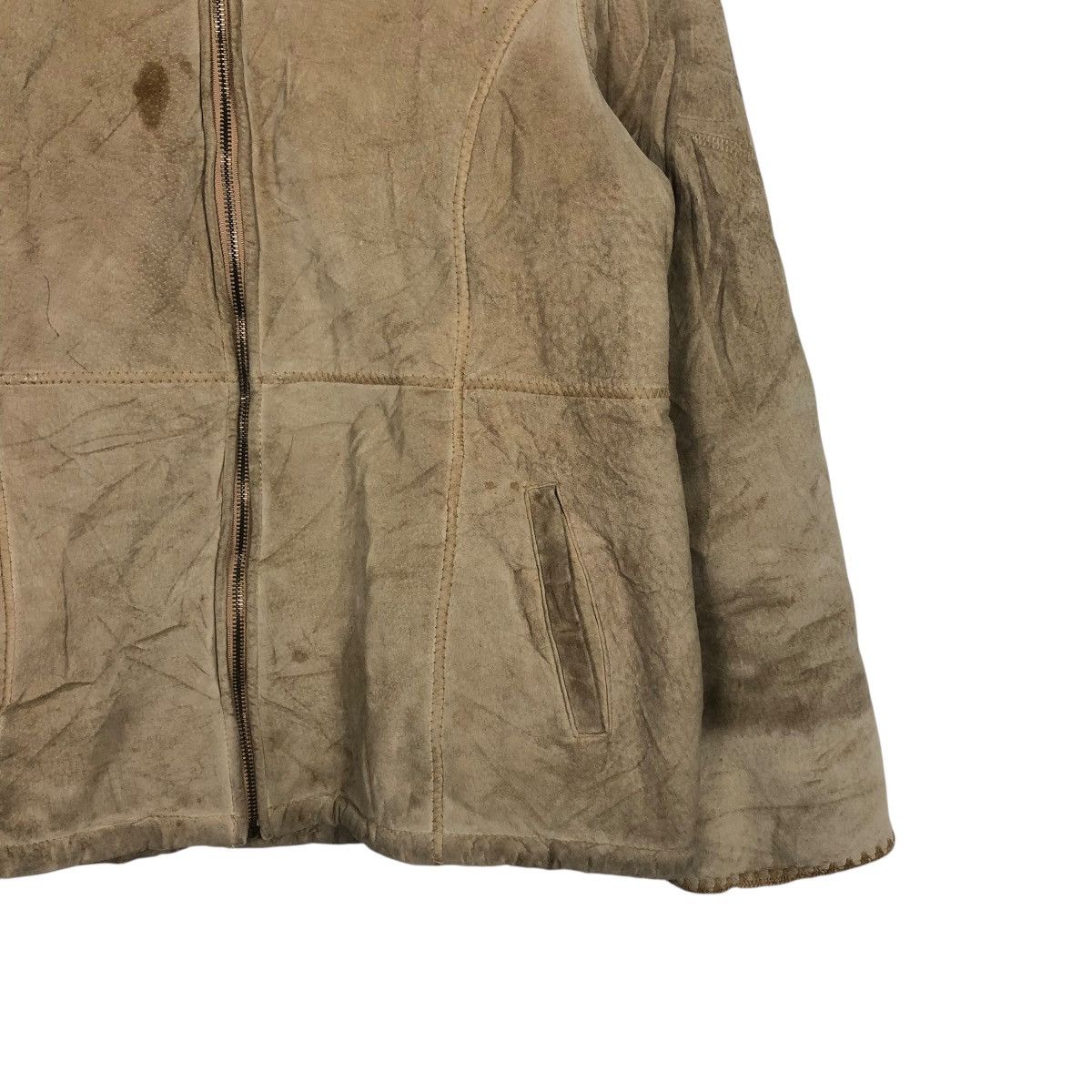Vintage 🔥VINTAGE BIKER LEATHER JACKET MARVIN RICHARDS BLANKET HOODIE Size L / US 10 / IT 46 - 7 Thumbnail