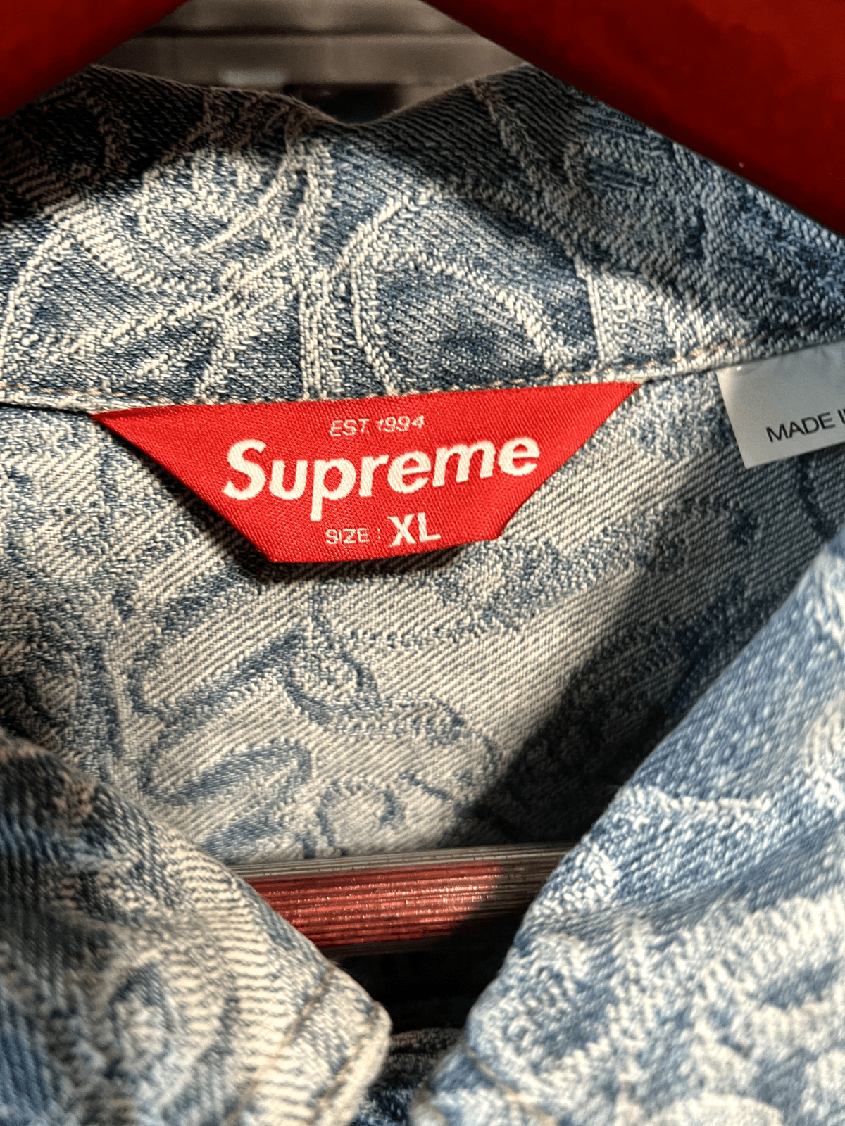 Supreme SUPREME 22AW Script Jacquard Denim Trucker Jacket XL Size US XL / EU 56 / 4 - 3 Thumbnail