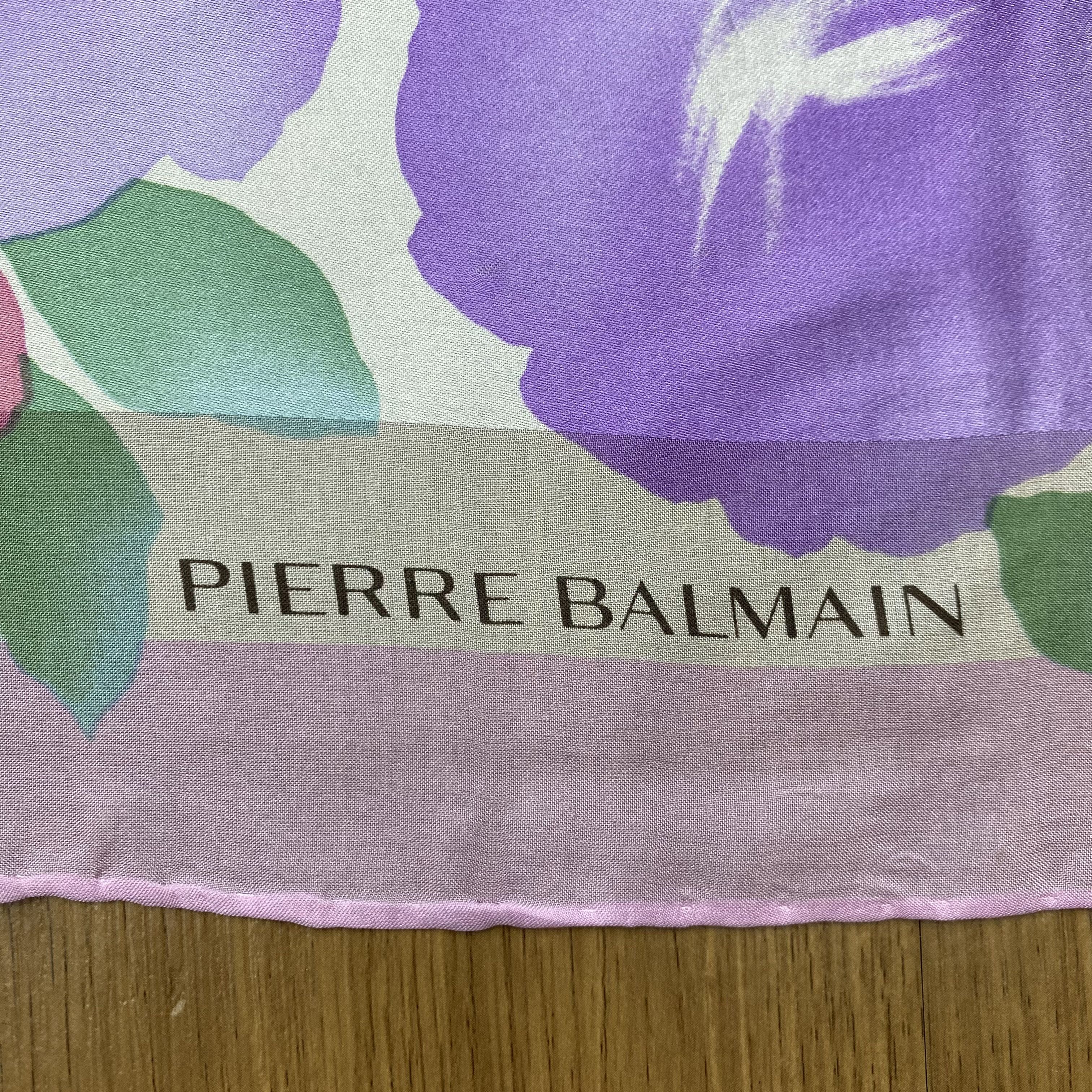 Pierre Balmain × Vintage Vintage 90s Pierre Balmain Floral Silk Scarf SSC253 Size ONE SIZE - 3 Thumbnail