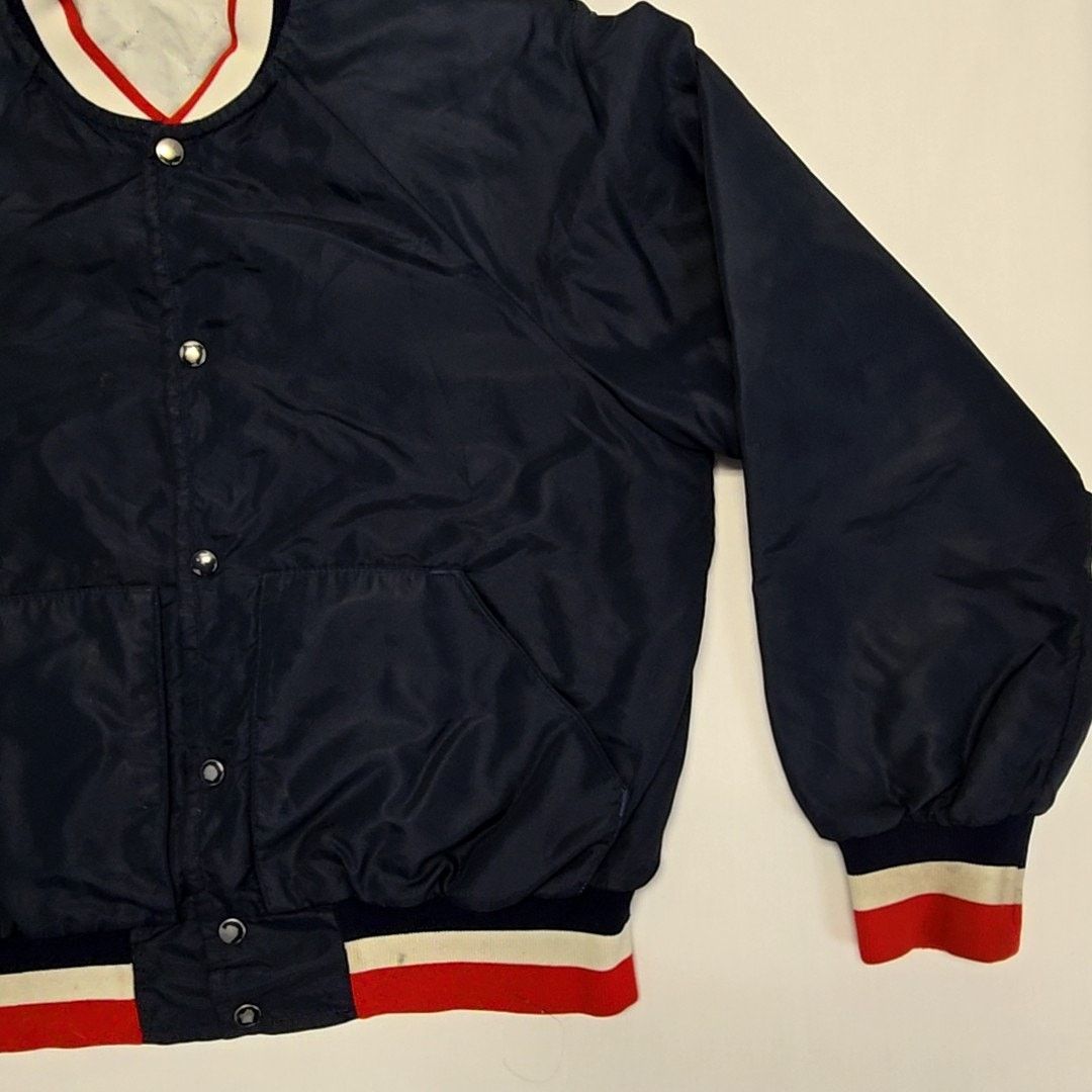 Vintage Vintage Bomber Snap Blue Button Striped Cuffs 80s L Jacket Size US L / EU 52-54 / 3 - 3 Thumbnail