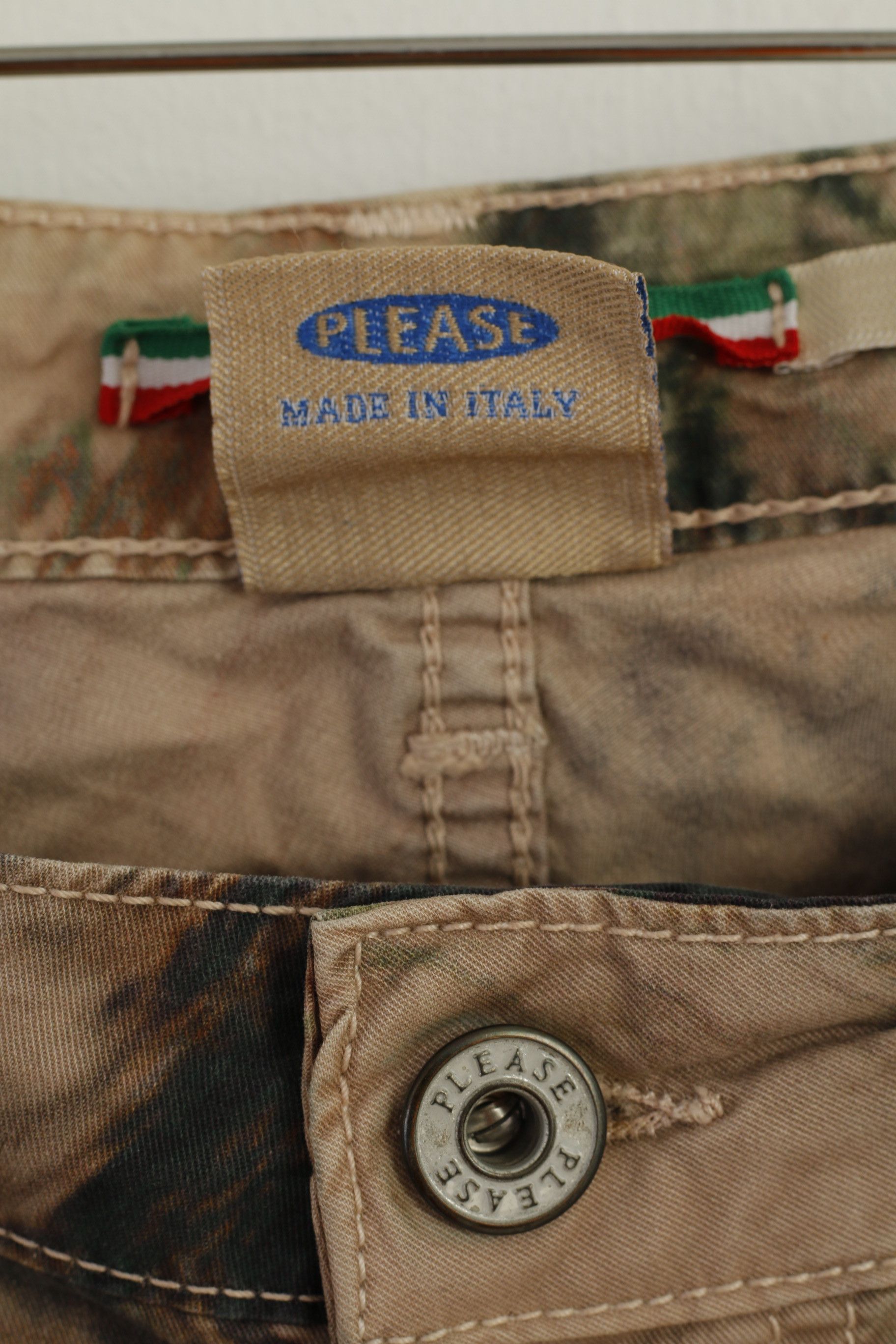 Vintage Please Women L Trousers Brown Camouflage 7926 Size 31" - 4 Thumbnail