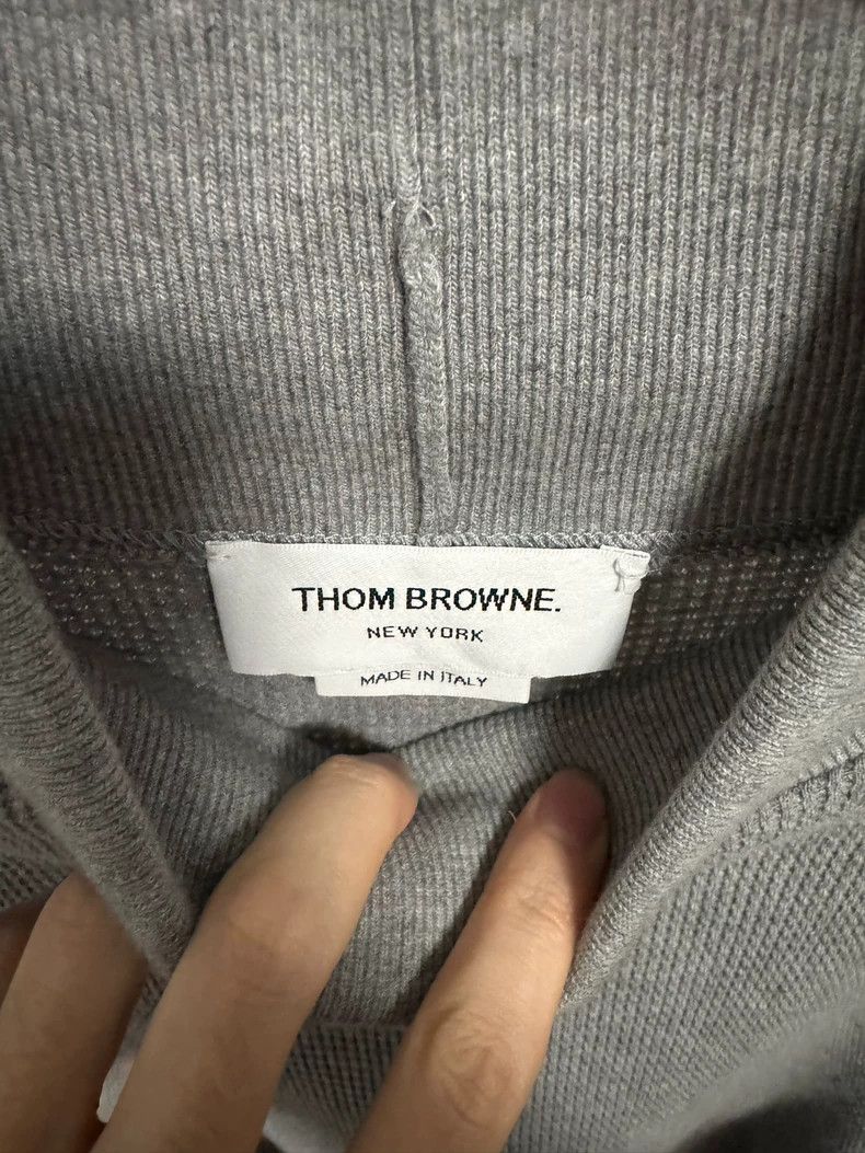 Thom Browne Thom browne Gray four-striped waffled high-neck sweatshirt Size US S / EU 44-46 / 1 - 3 Thumbnail