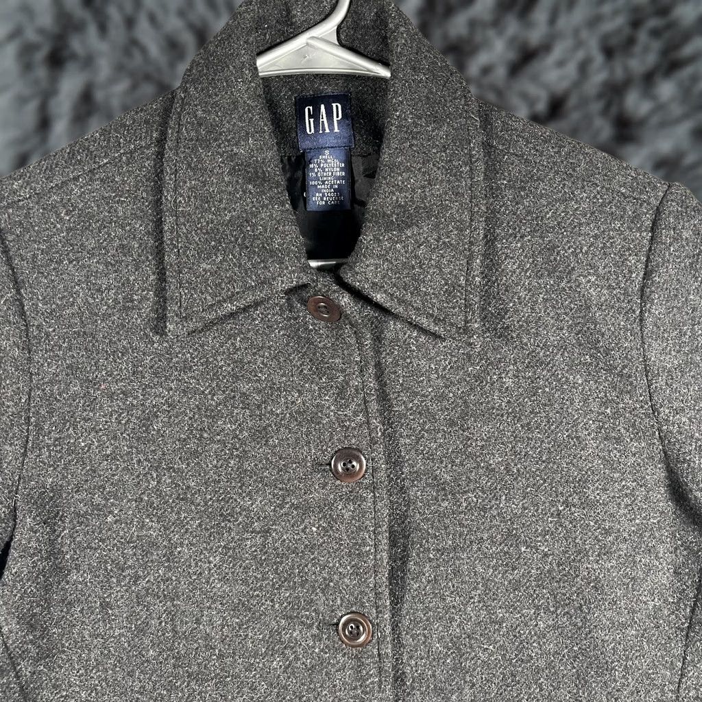 Gap GAP Jacket Womens Small Gray Wool Blend Lined Button Front Coat Pockets Size S / US 4 / IT 40 - 1 Thumbnail