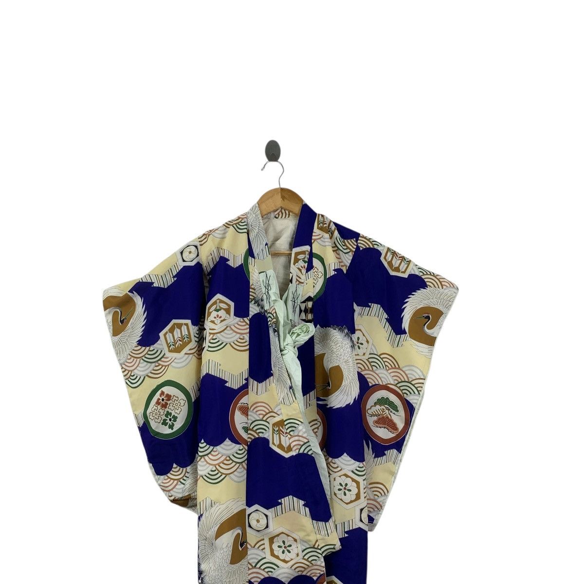 Vintage Vintage 70s KIMONO JAPAN SEIGAIHA Crane Traditional Geisha Size S / US 4 / IT 40 - 2 Thumbnail