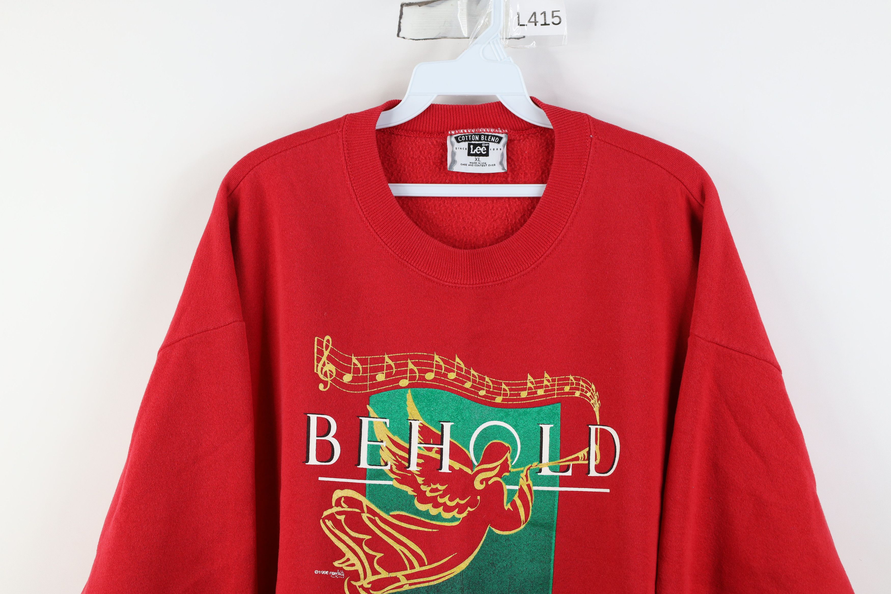 Vintage Vintage 90s Christian Behold A Is Born Jesus Sweatshirt Size XL / US 12-14 / IT 48-50 - 2 Thumbnail