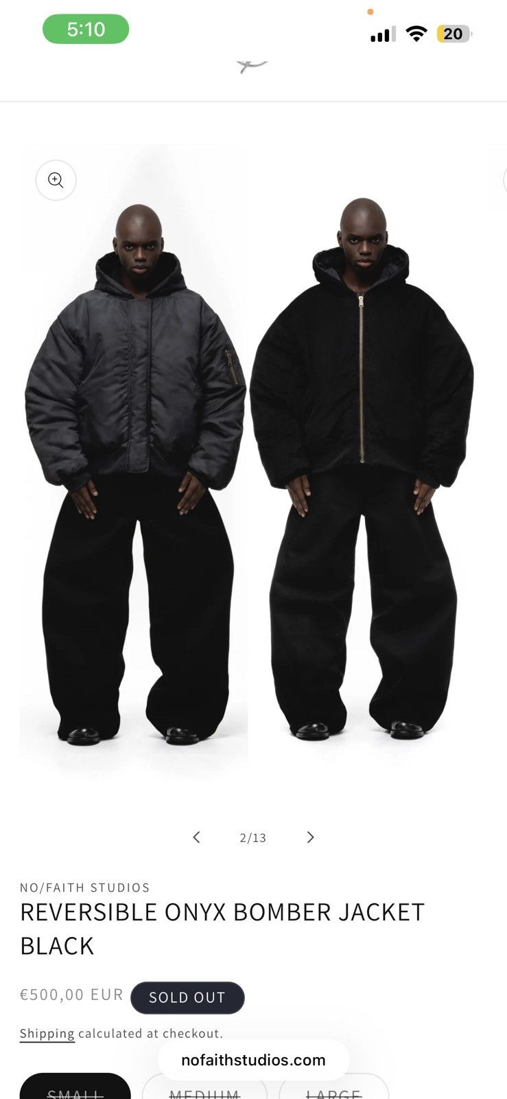 No Faith Studios NO/FAITH STUDIOS REVERSIBLE ONYX BOMBER JACKET Size US XL / EU 56 / 4 - 9 Thumbnail