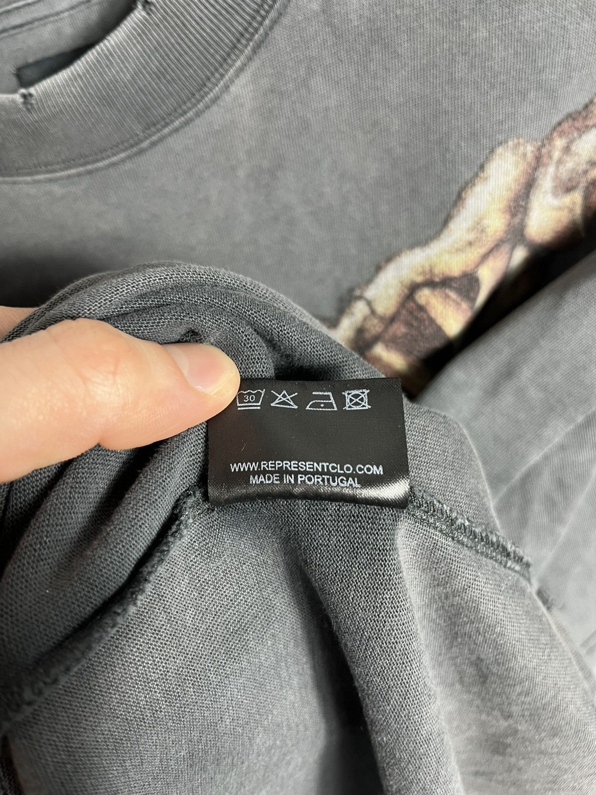 Represent Clo. Represent Bones Vintage Grey Tee Skeleton Graphic Mens Size US M / EU 48-50 / 2 - 8 Thumbnail