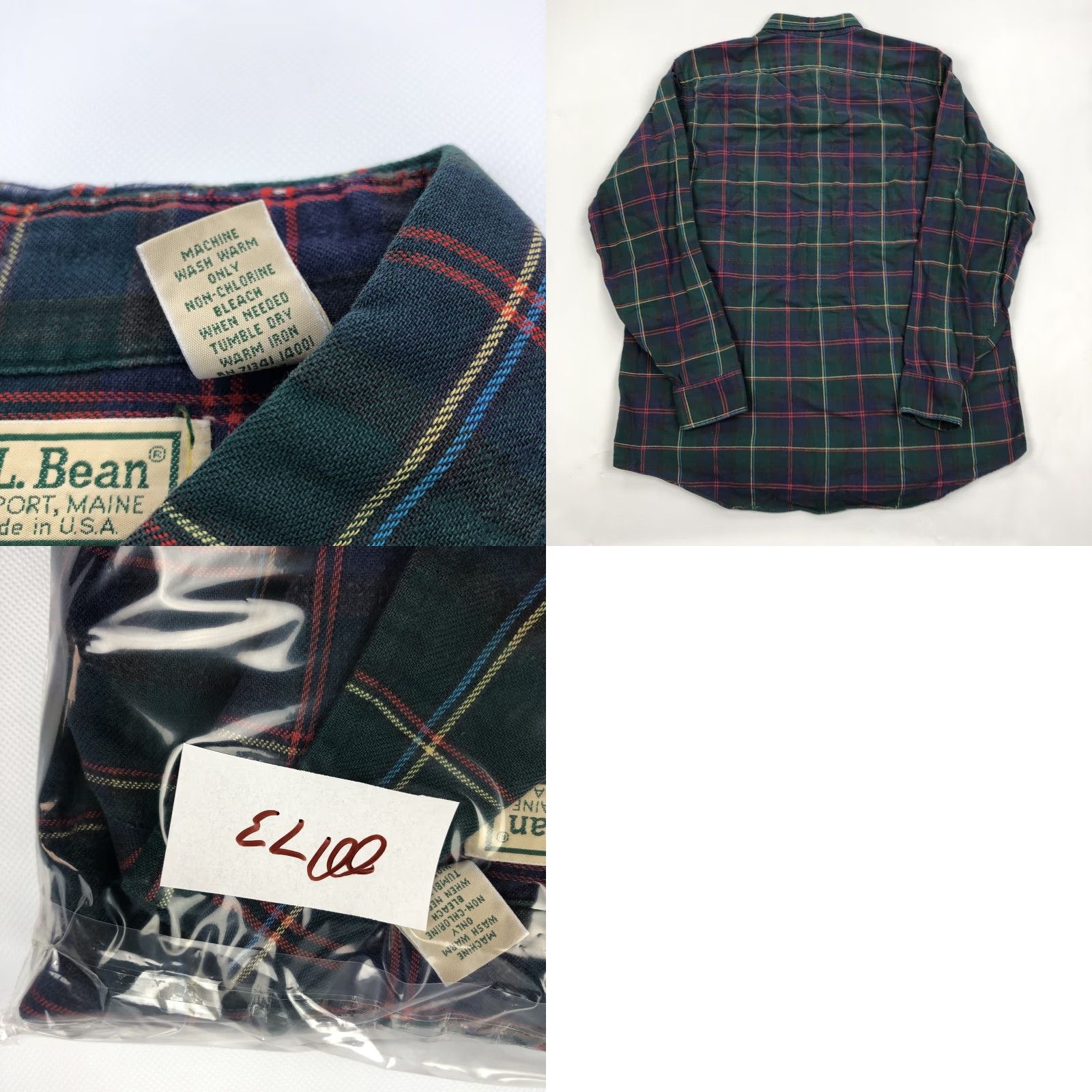 Vintage L.L. Bean Men's Large Tall Green Plaid Flannel Button-Down Shirt Vintage USA Size US L / EU 52-54 / 3 - 8 Thumbnail