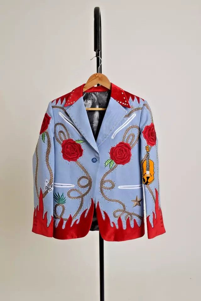 Other Men 2PC Customized Fire, Floral Embroidery western outfits Size 46S - 1 Thumbnail