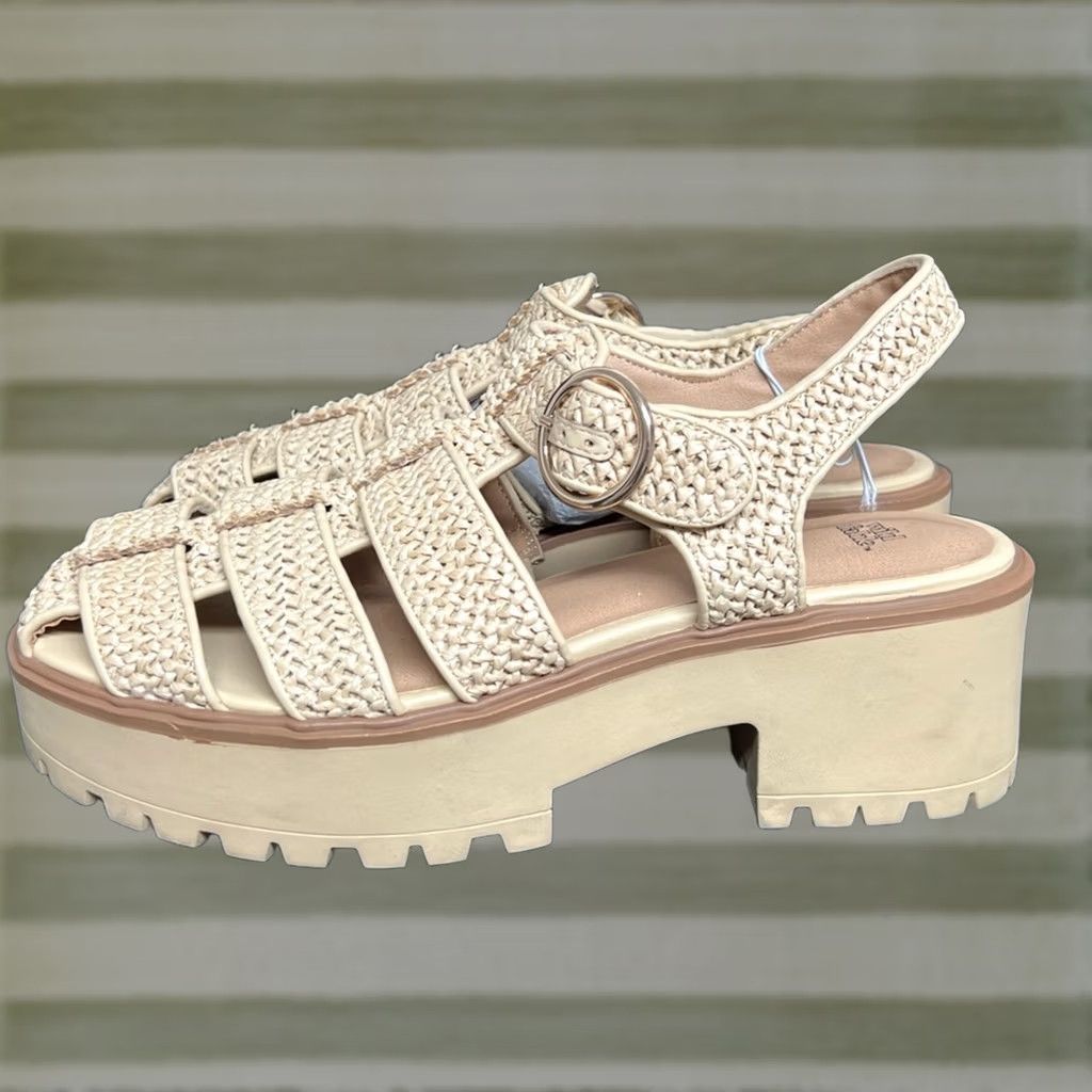 Vintage NWT Wild Fable Elide Raffia Fisherman Platform Heels Sandals Size 11 Size US 11 / IT 41 - 1 Thumbnail