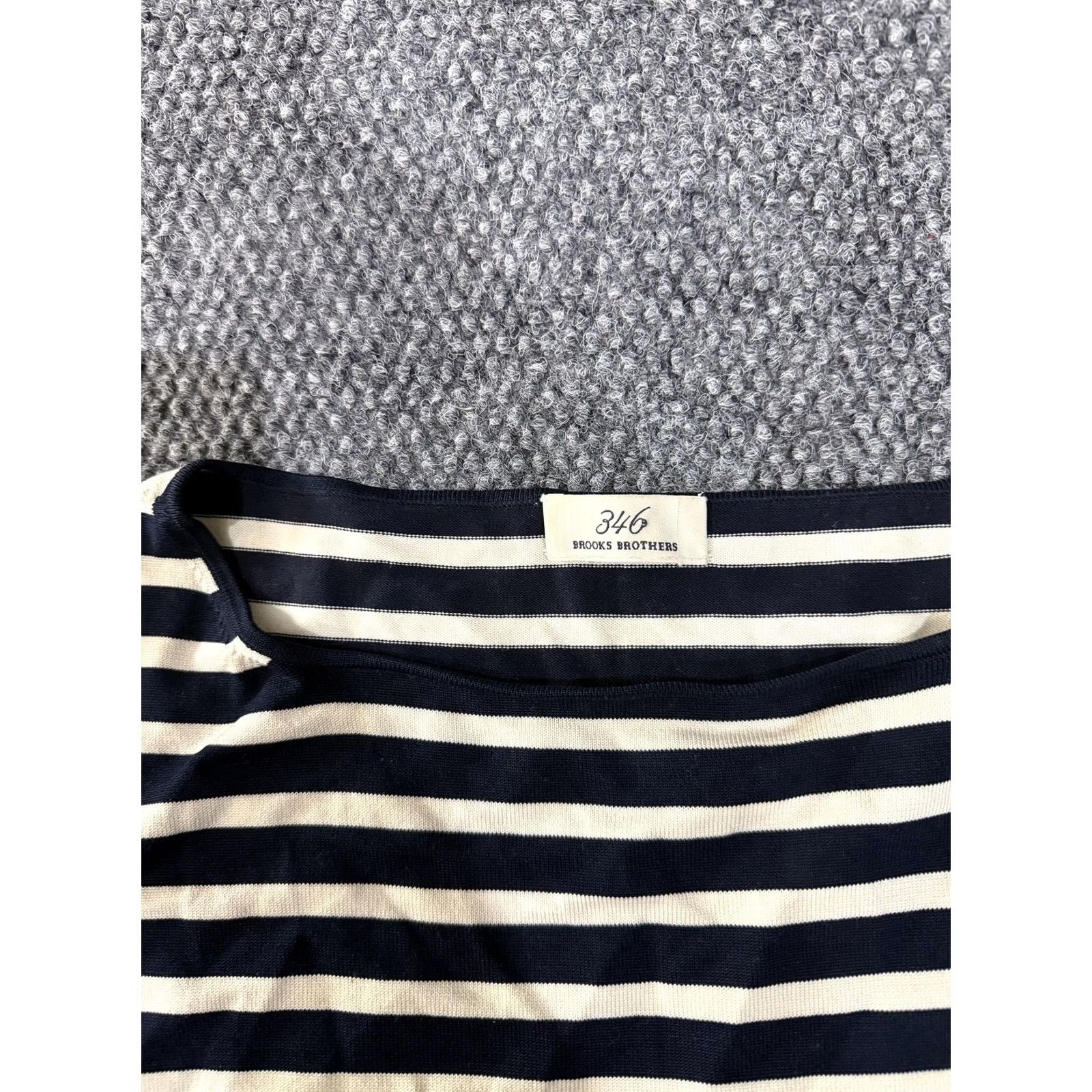Brooks Brothers Brooks Brothers Shirt Womens M Blue Stripe 3/4 Sleeve Boat Neck Jersey Top Size M / US 6-8 / IT 42-44 - 4 Thumbnail