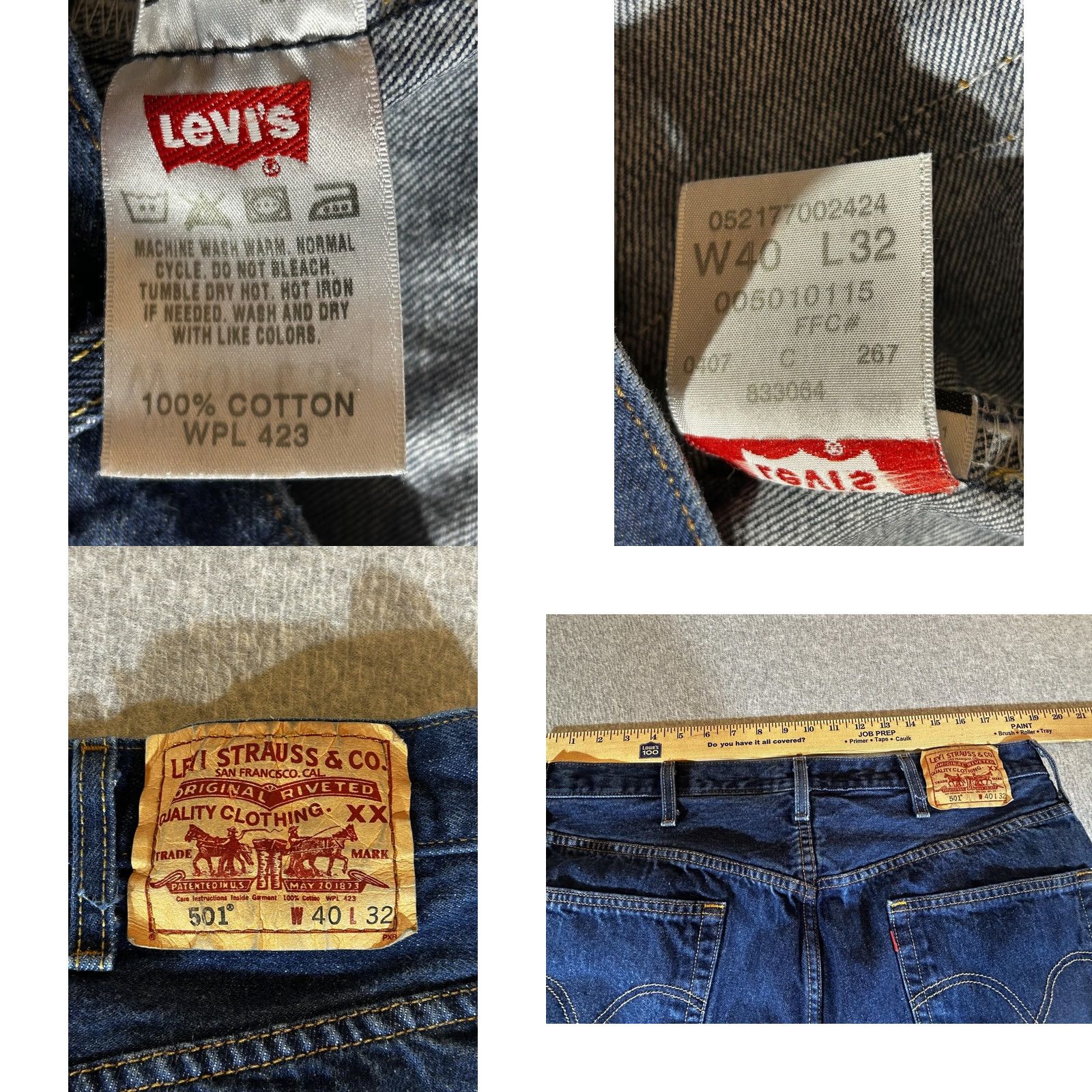 Levi's Levi's 501 Jeans Men Regular Straight Dark 38x32 Denim Button Fly Vintage Y2K Logo Back Patch Pockets Size US 38 / EU 54 - 8 Thumbnail