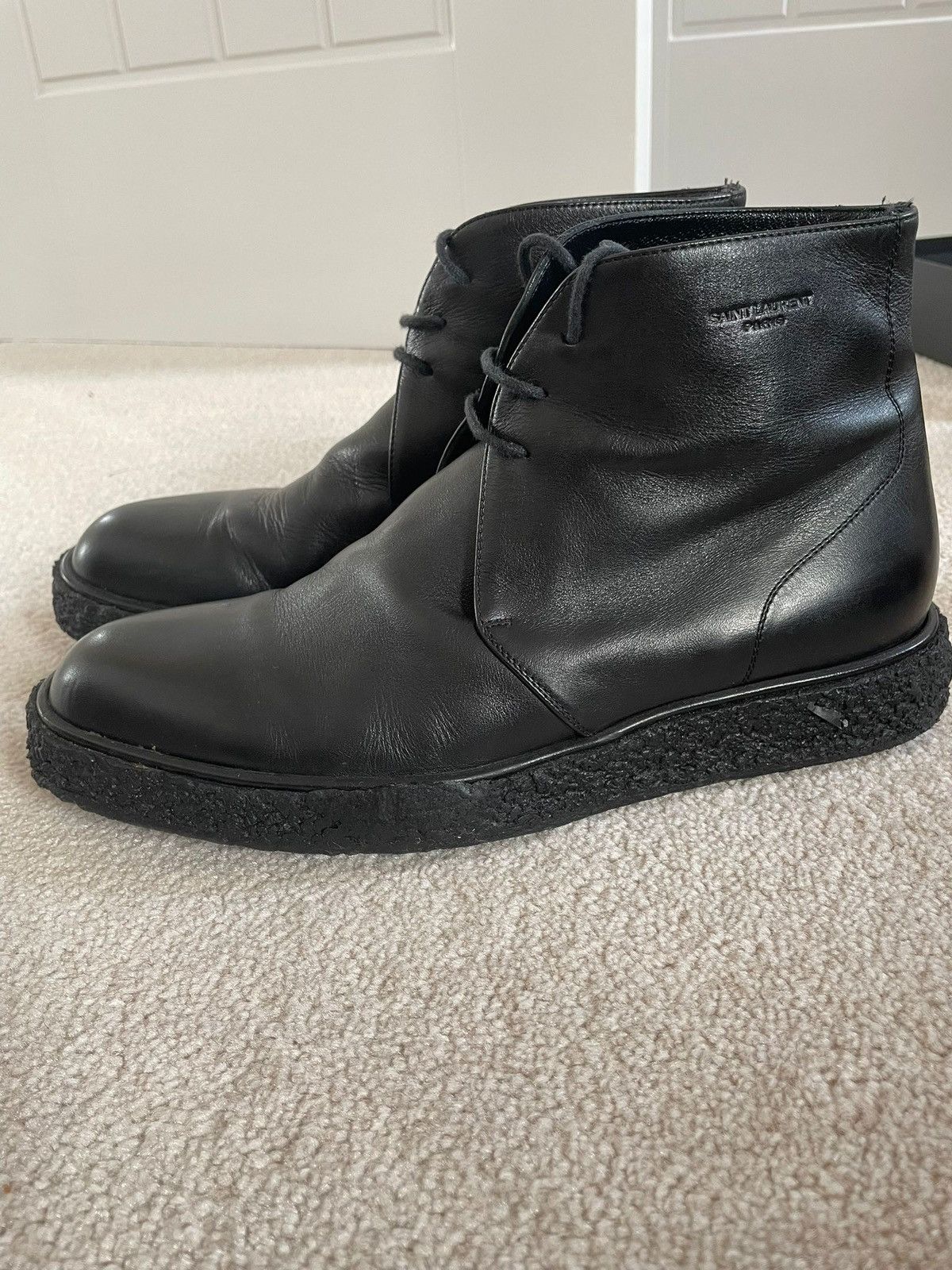 Saint Laurent Paris 19SS Black Ayers Snakeskin 60mm Finn Boots 42