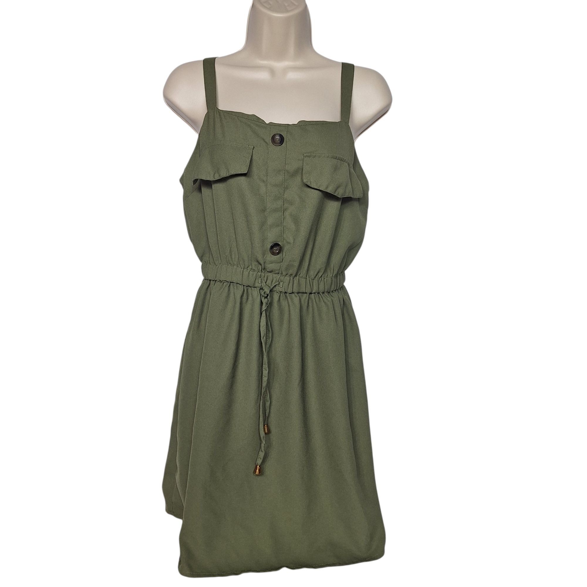 Other Charlotte Russe Utility Mini Dress Large Olive Green Safari Size L / US 10 / IT 46 - 2 Thumbnail