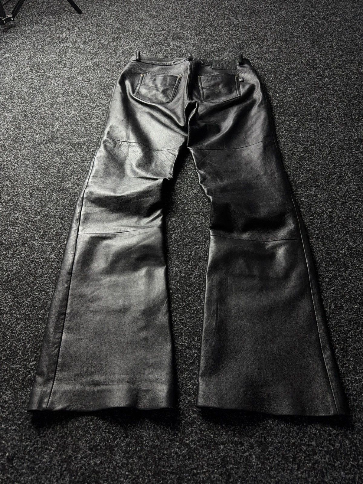 Japanese Brand 🔥VNTG Leather Biker Opium Flared Pants Avant Garde Gothic Size 30" / US 8 / IT 44 - 10 Thumbnail