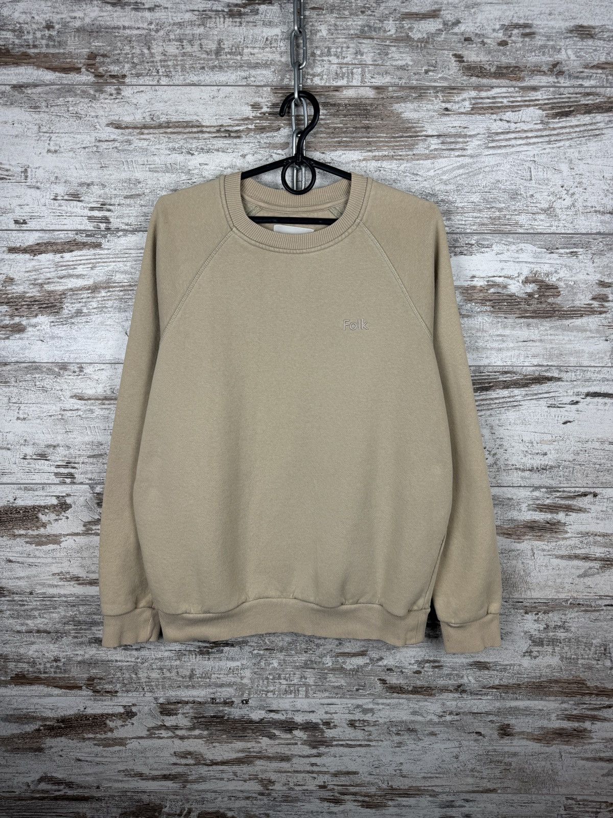 Folk Mens Folk Sweatshirt vintage rare logo beige size M luxury Size US M / EU 48-50 / 2 - 1 Thumbnail