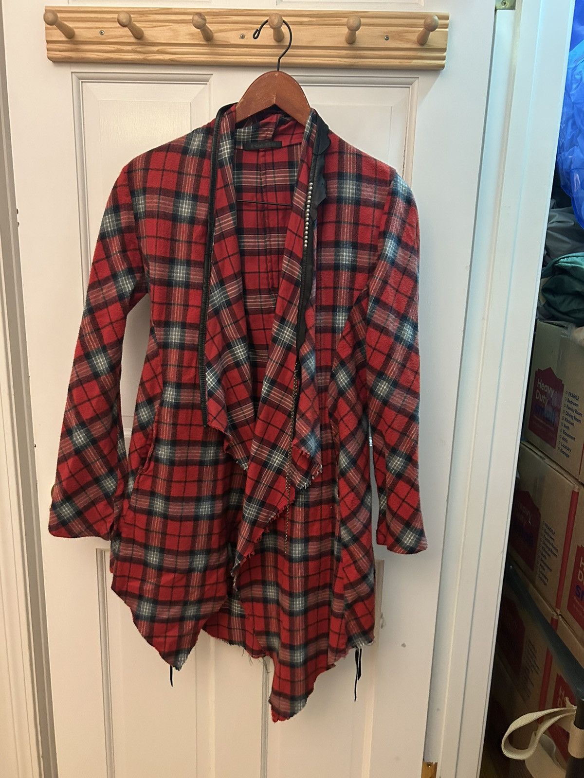 KMRii Red flannel Kmrii cardigan with leather details Size US XS / EU 42 / 0 - 1 Thumbnail