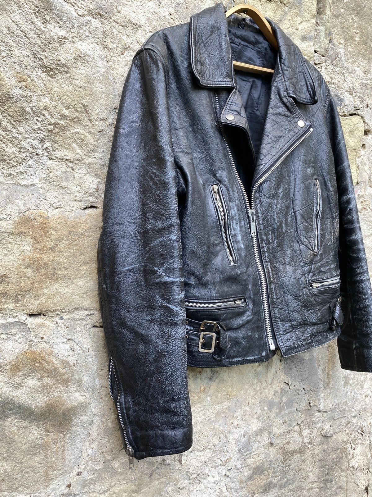 Vintage Vintage 80s Distressed Punk Lightning Leather Biker Jacket Size US L / EU 52-54 / 3 - 9 Thumbnail