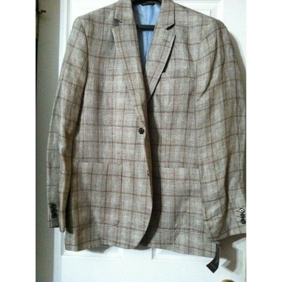 Tasso Elba TASSO ELBA MENS NEW KHAKI 100%LINEN SPORT COAT SIZE: XL Size US XL / EU 56 / 4 - 1 Thumbnail