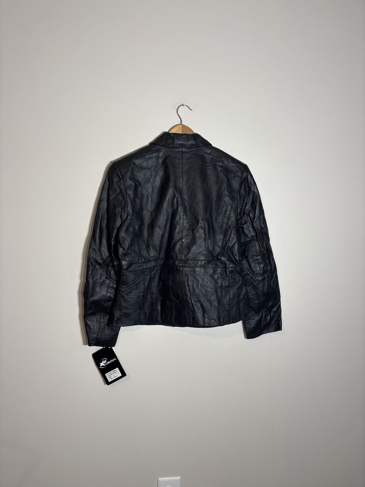 Vintage VTG KC Collections Cropped Leather Bomber Jacket Moto Biker Size L / US 10 / IT 46 - 5 Thumbnail
