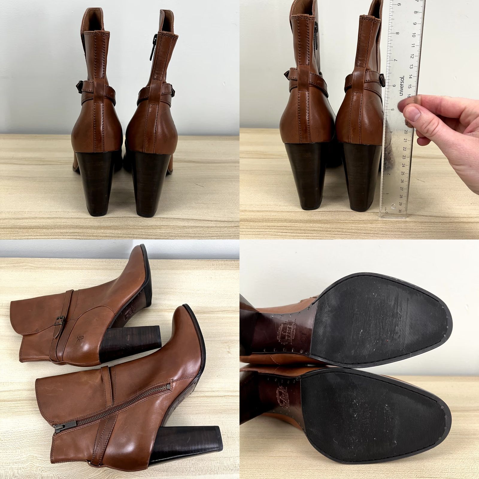Frye Frye Brown Leather Ankle Booties Womens Size 8.5 High Heel Casual Size US 8.5 / IT 38.5 - 8 Thumbnail
