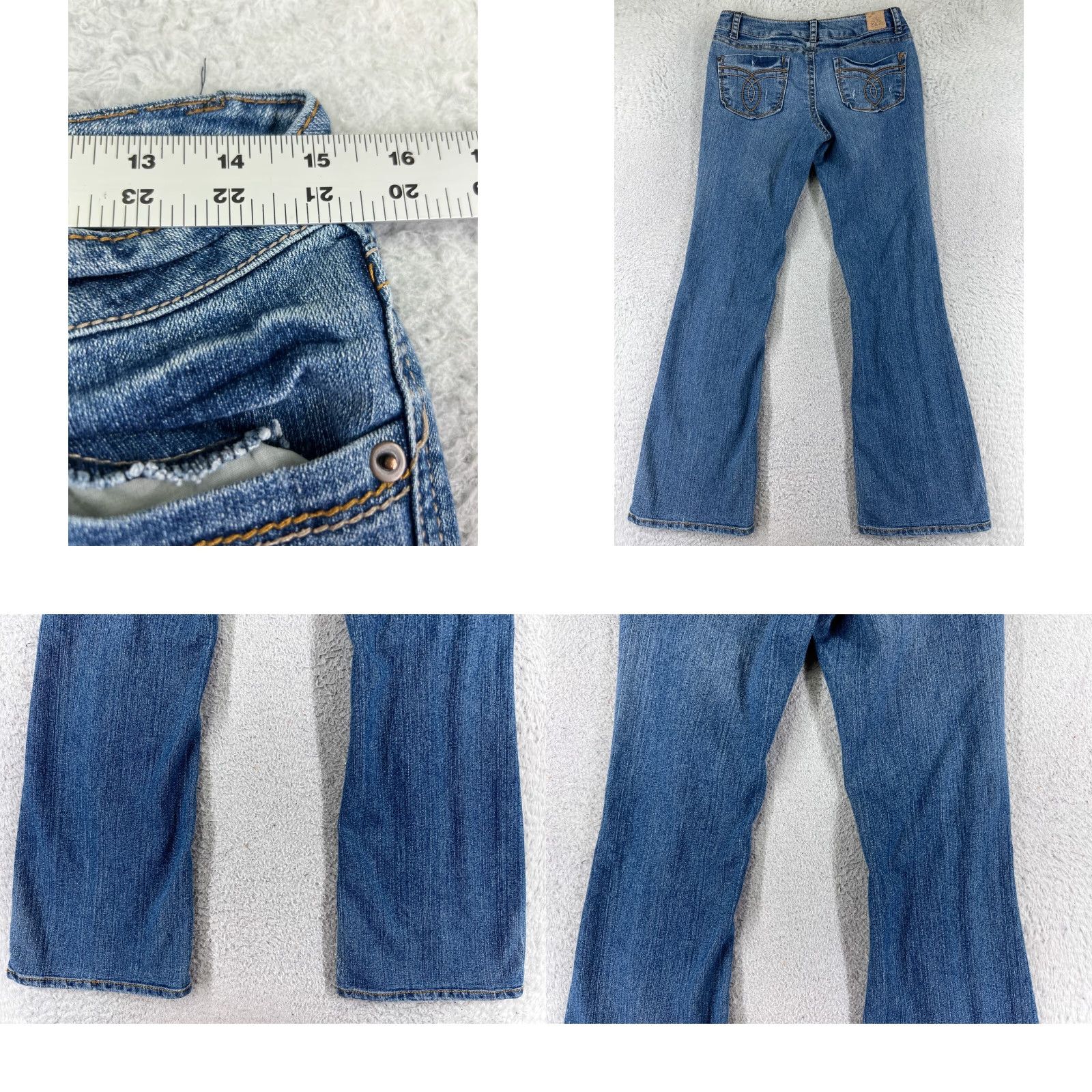 Vintage Paris Blues Jeans Womens 32x30 Blue Denim Flared 15 Regular 5-Pocket Comfort Stretch Cotton Blend Denim Jeans (Medium Wash) Womens Size 36" / US 14 / IT 50 - 9 Thumbnail